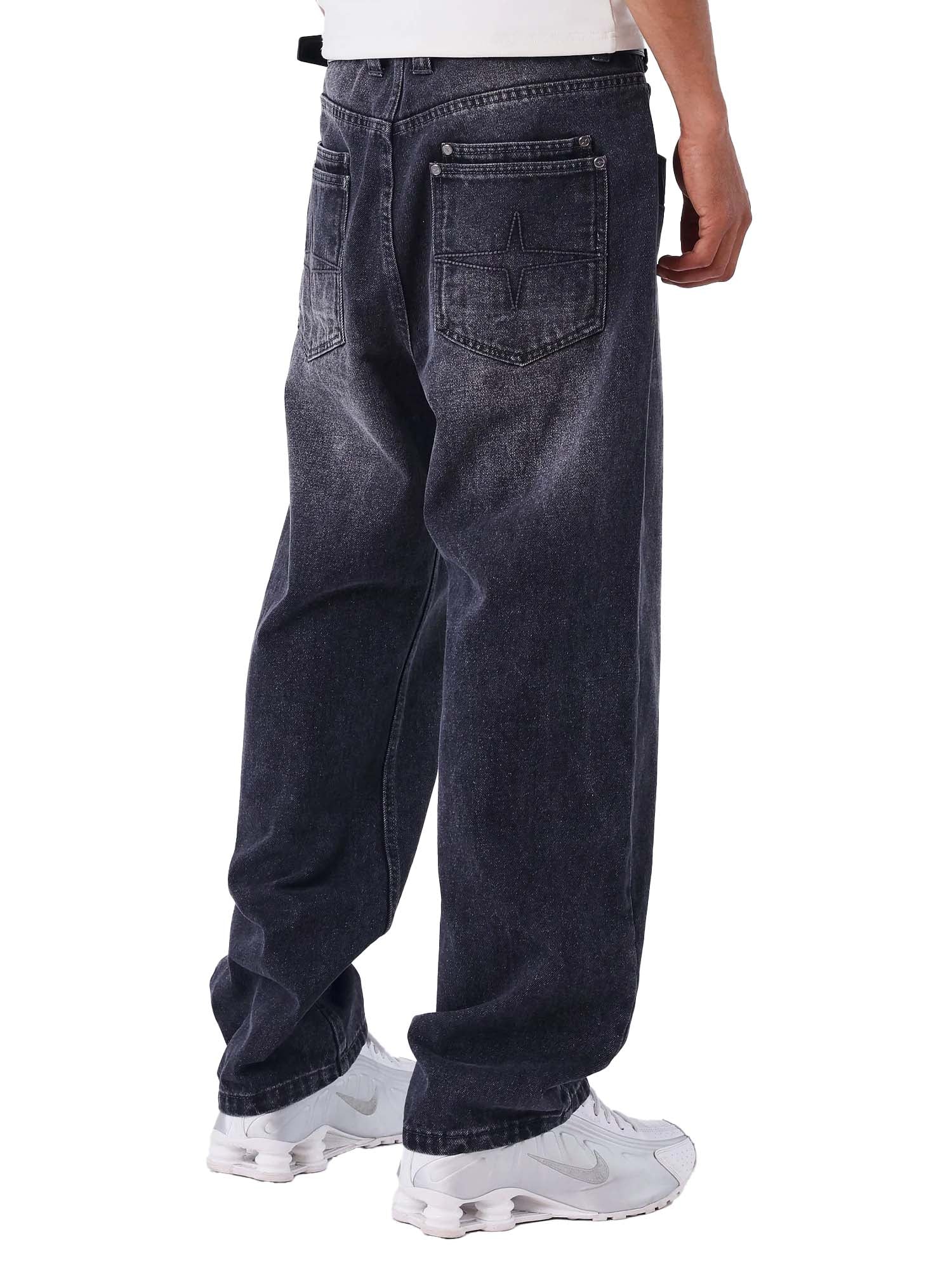 Project X Paris Jean droit en denim noir délavé Nero