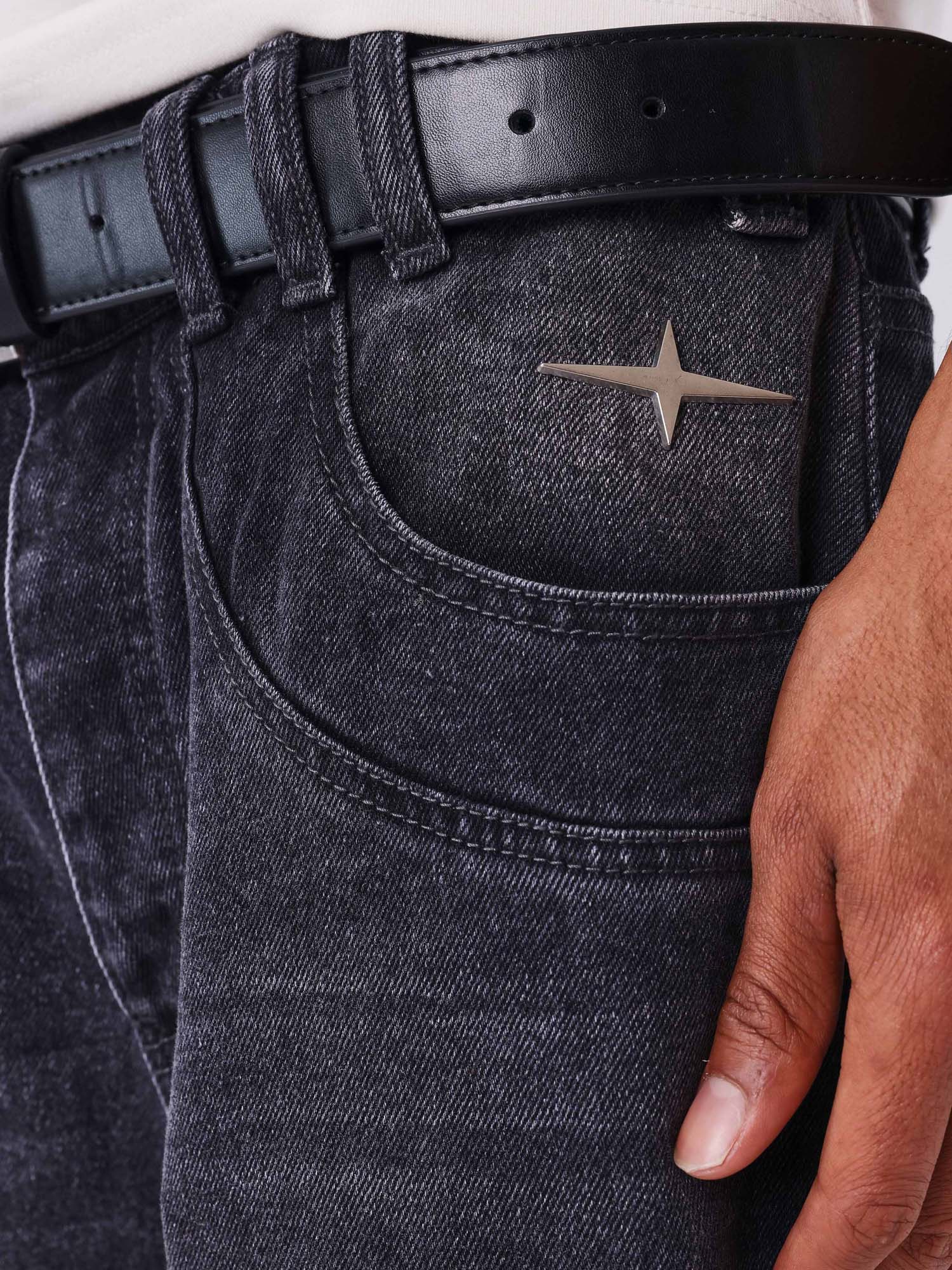 Project X Paris Jean droit en denim noir délavé Nero