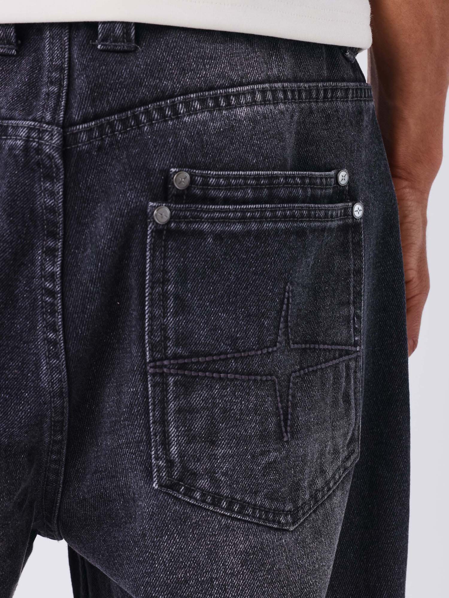 Project X Paris Jean droit en denim noir délavé Nero