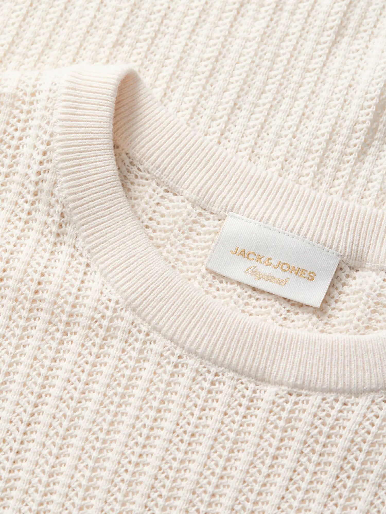 Jack & Jones T-shirt Jormaine Knit SS Crew Neck Bianco
