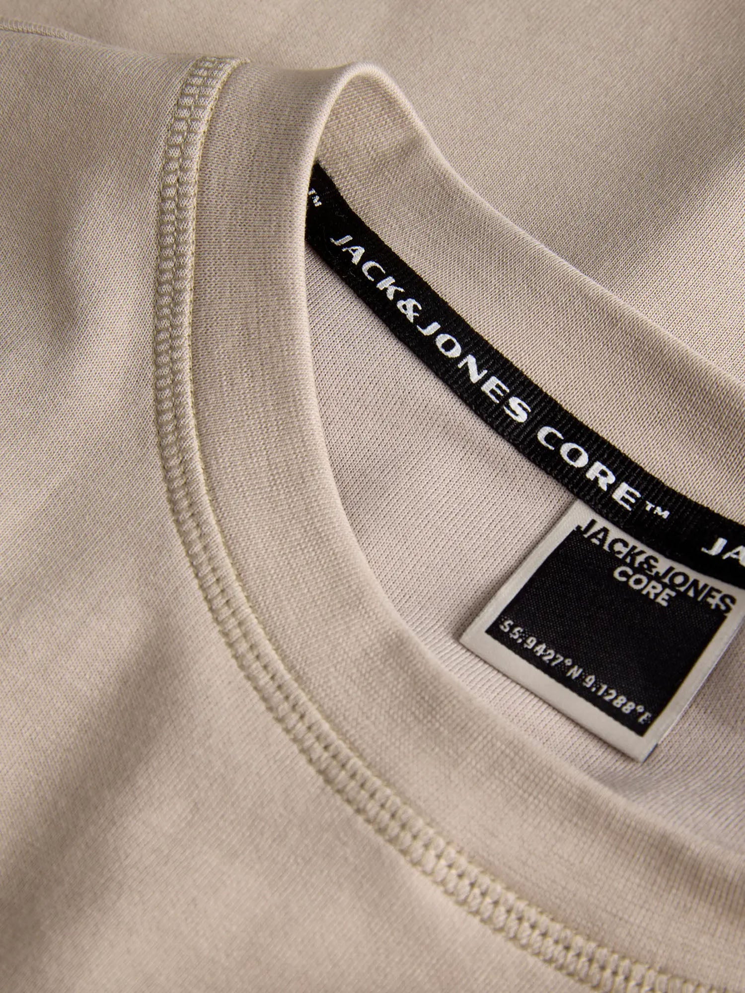 Jack & Jones T-shirt Jcofusion Badge Tee SS Crew Neck Beige