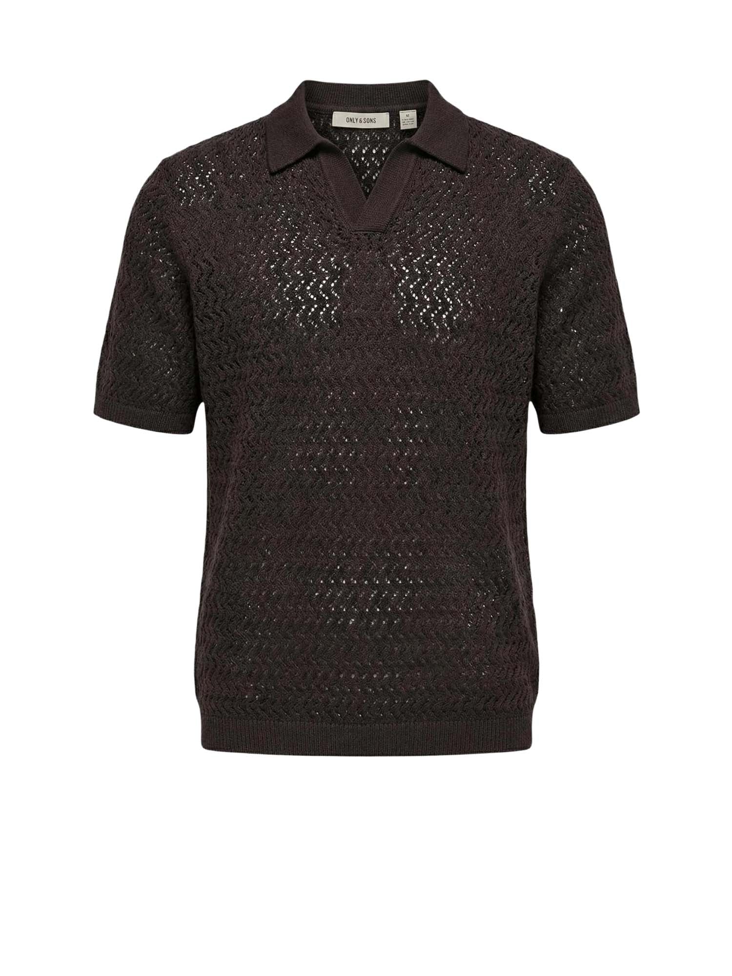 Only & Sons Maglia in filo manica corta Onsnyle Life Reg 5 Ss Split Polo Knit Marrone