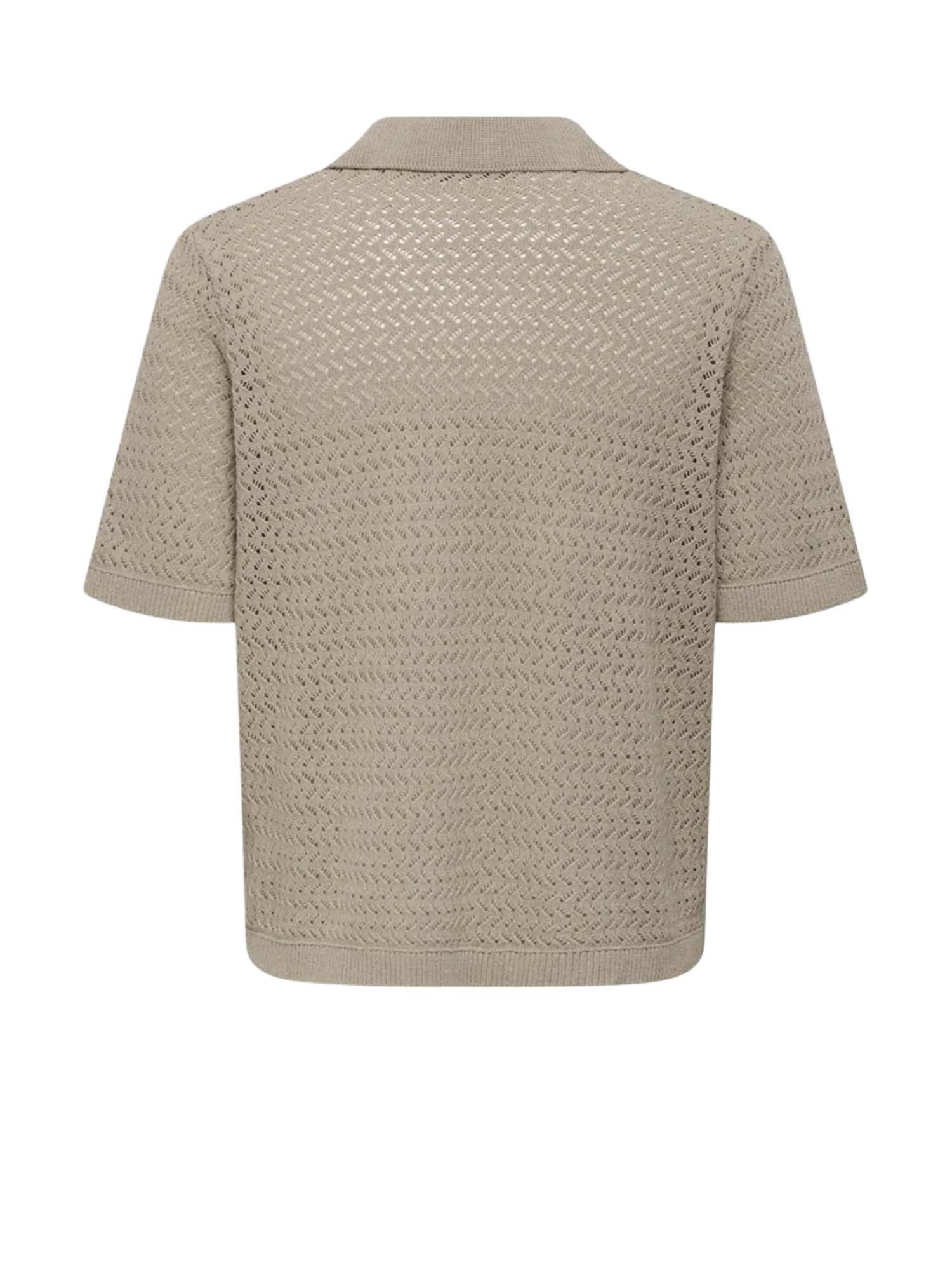 Only & Sons Maglia in filo manica corta Onsnyle Life Reg 5 Ss Split Polo Knit Beige