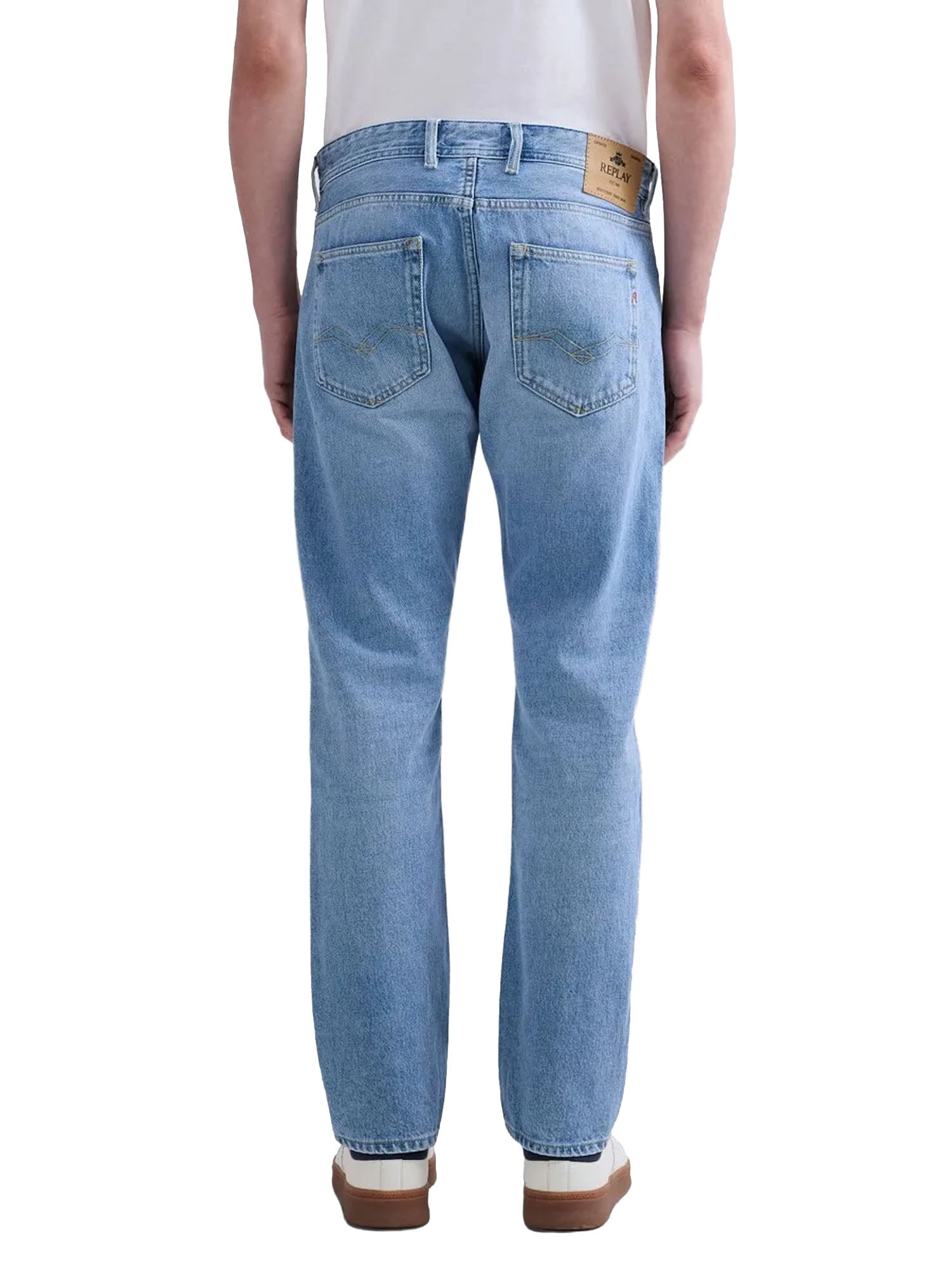 Replay Jeans Straight Fit Grover Azzurro