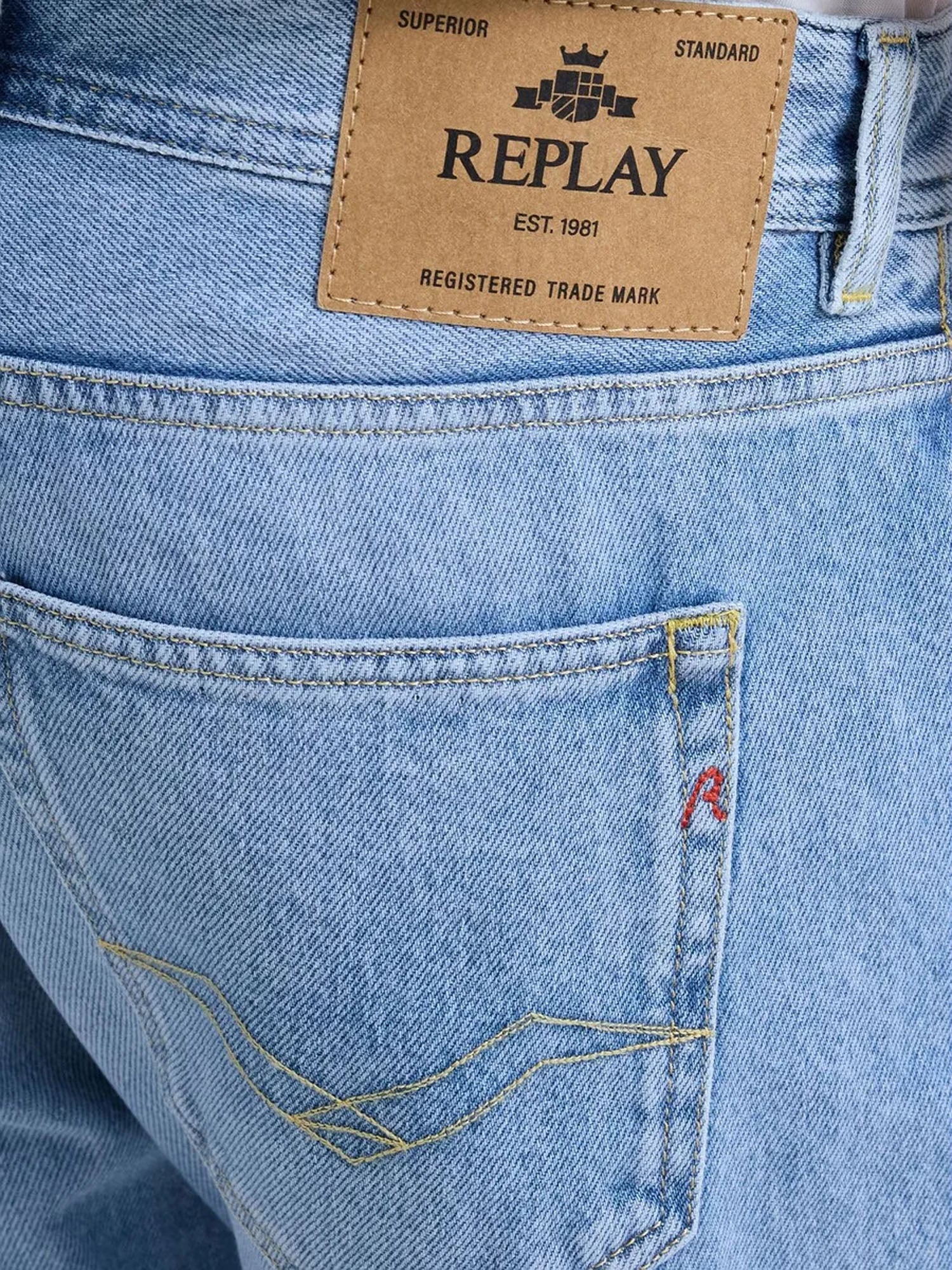 Replay Jeans Straight Fit Grover Azzurro