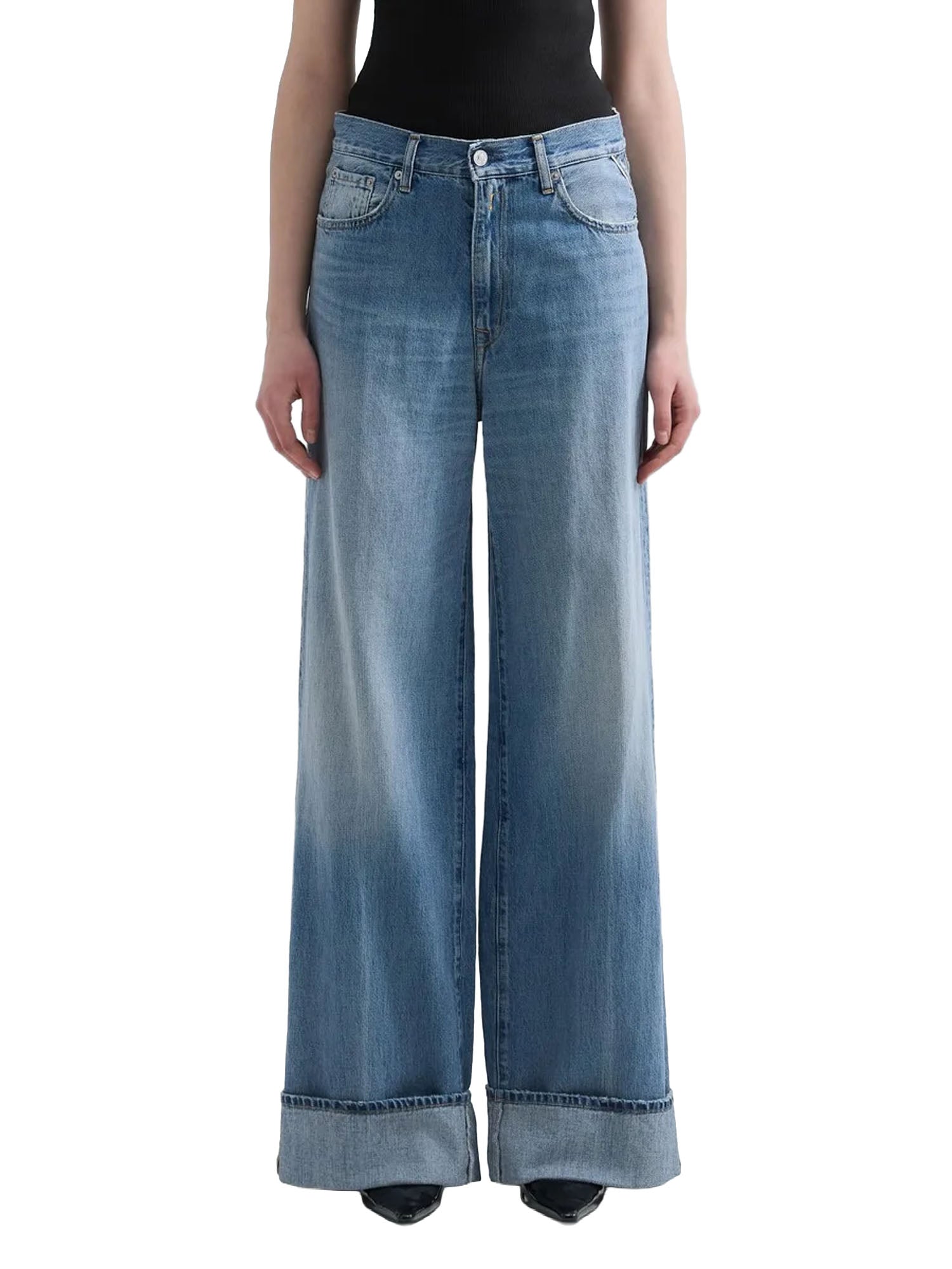 Replay :Jeans Wide Leg Nalaja Azzurro