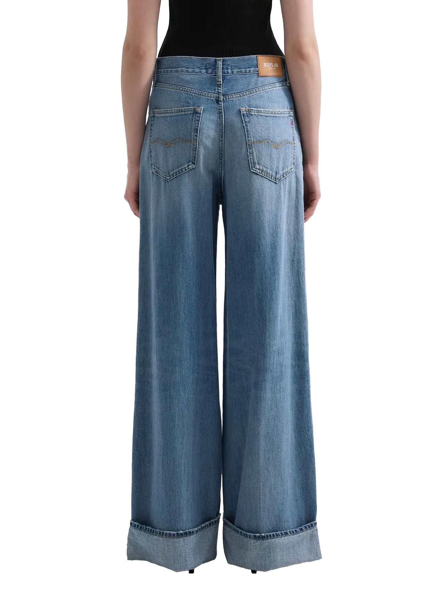 Replay :Jeans Wide Leg Nalaja Azzurro