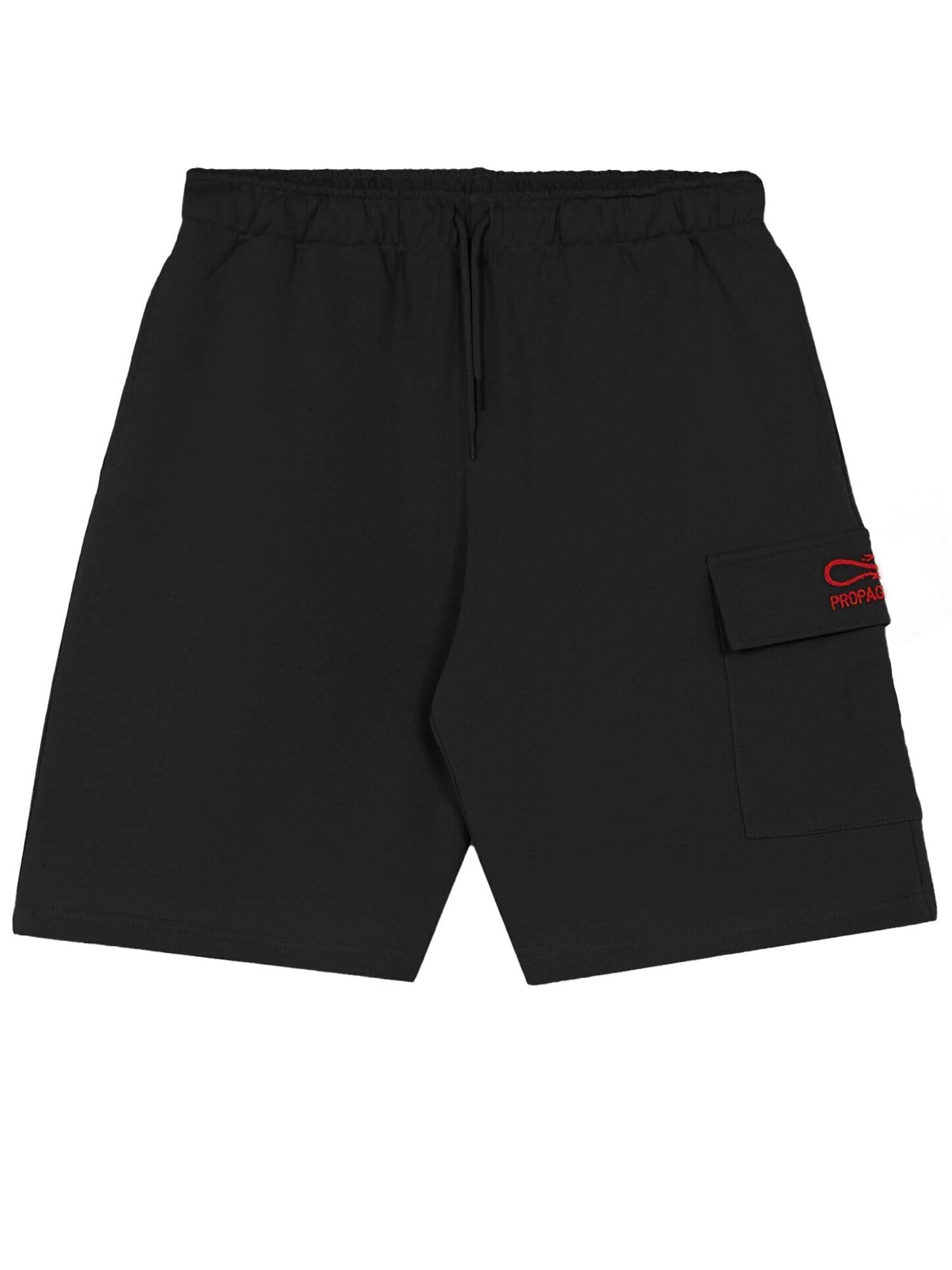 Propaganda Logo Embroidery Cargo Sweatshort Nero