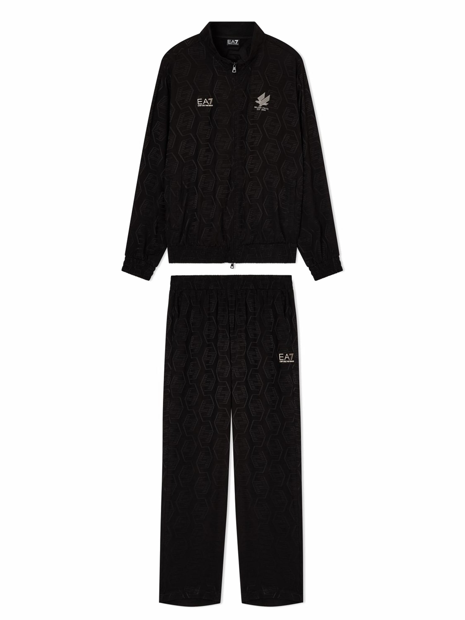 Ea7 Tuta da Soccer in Viscosa Jacquard Nero