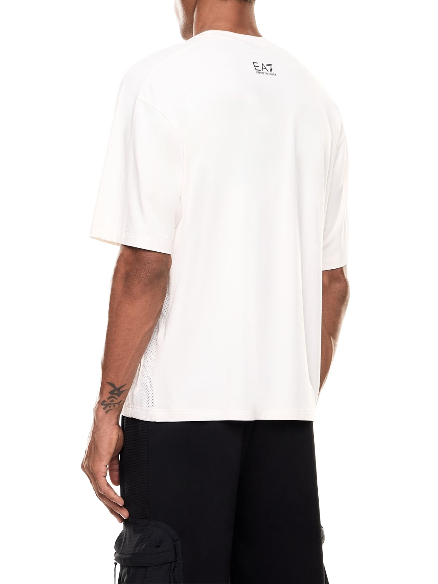Ea7 T-shirt in Misto Cotone Stretch Bianco