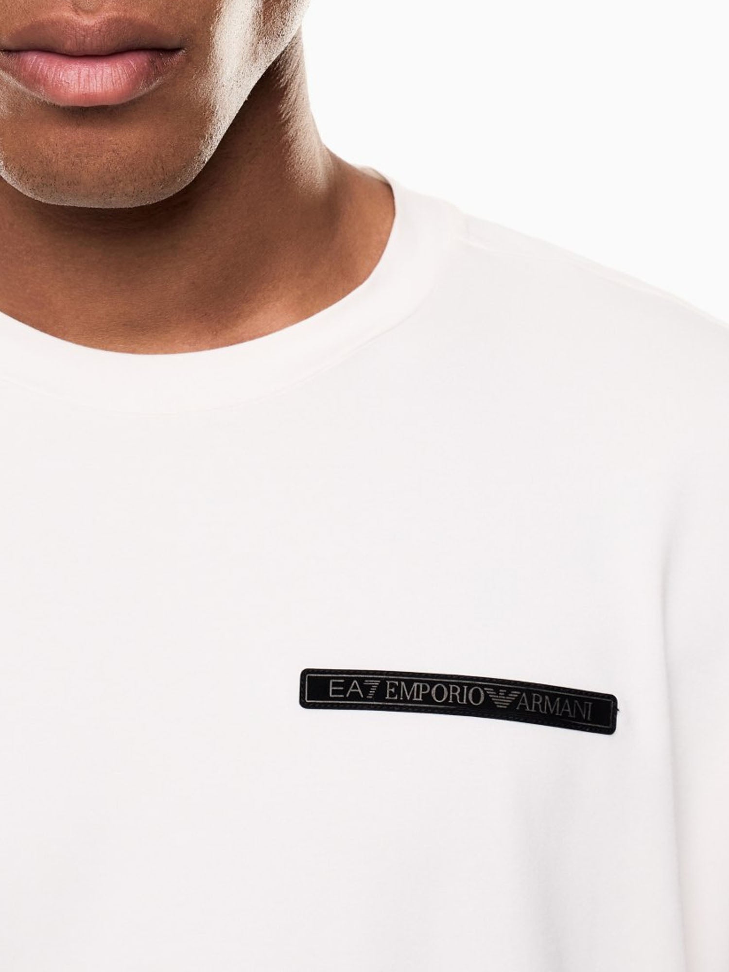 Ea7 T-shirt in Misto Cotone Stretch Bianco
