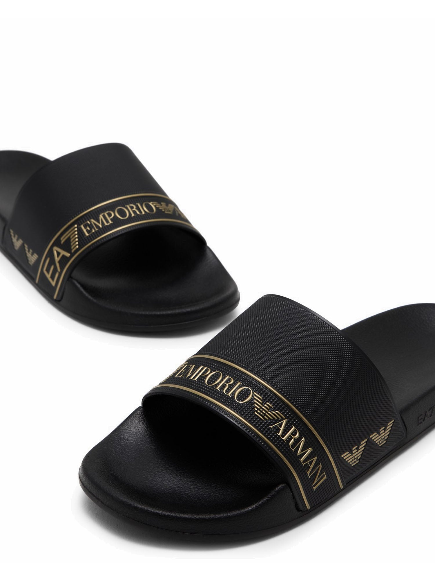 Ea7 Ciabatte Sliders con banda logata Nero