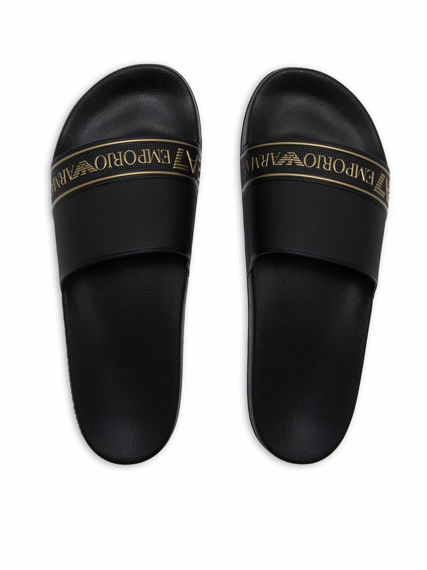 Ea7 Ciabatte Sliders con banda logata Nero