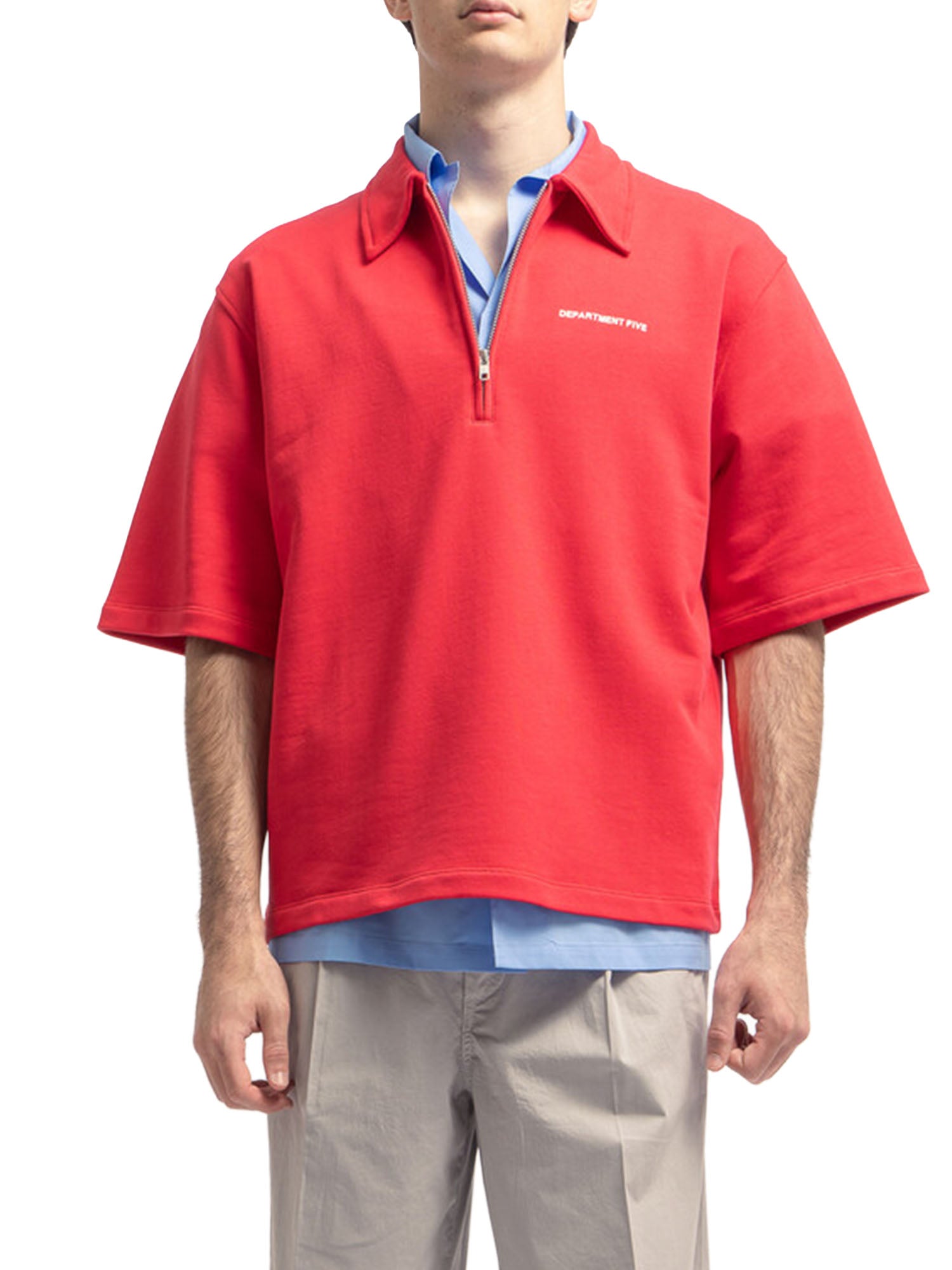 Department Five Felpa Polo a Manica Corta AYERS Rosso