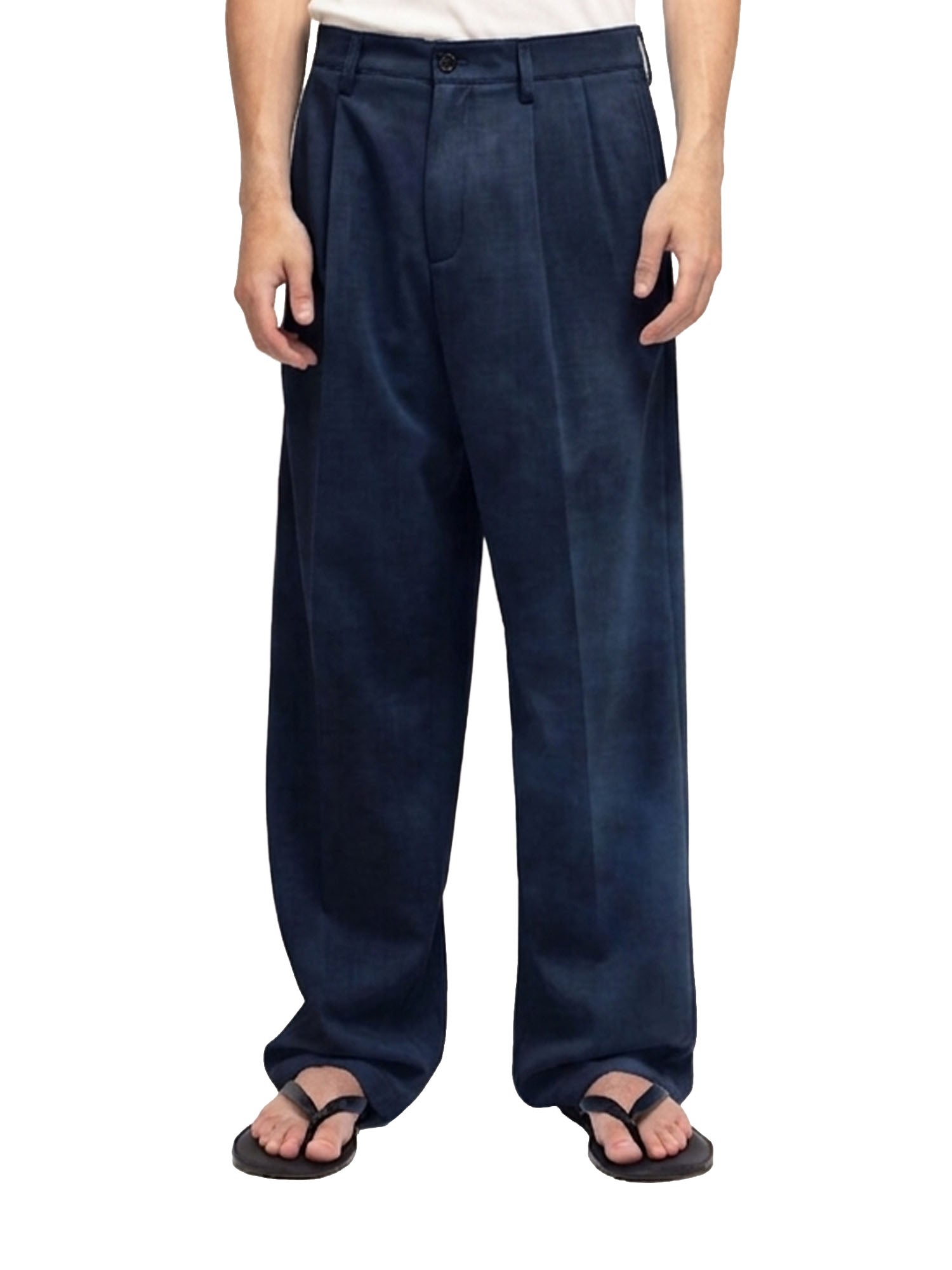Department Five Whisky Pantaloni Chino Loose Doppia Pence Fresco Viscosa Blu