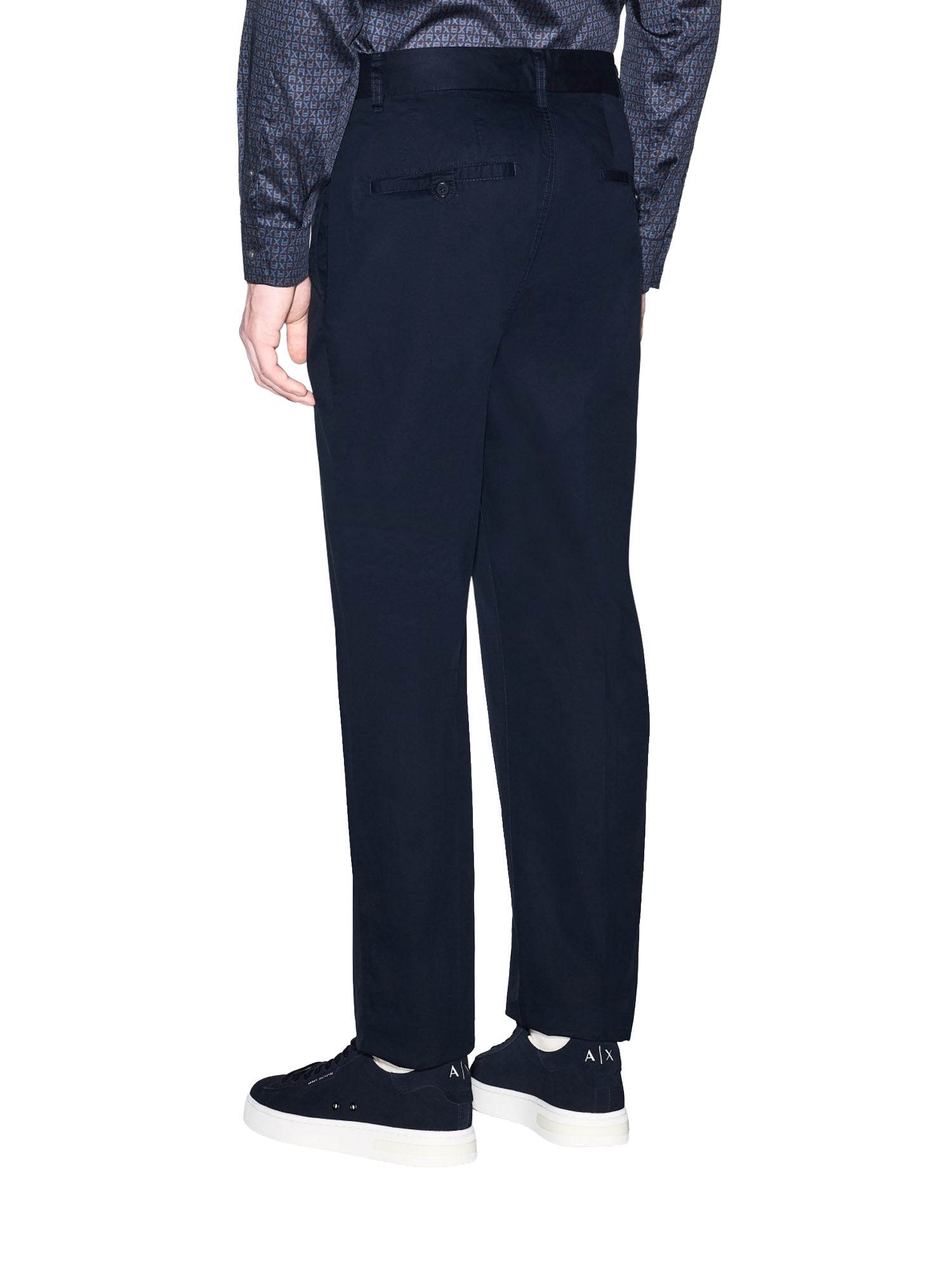 Armani Exchange Pantaloni Classici in Twill di Cotone Comfort Blu