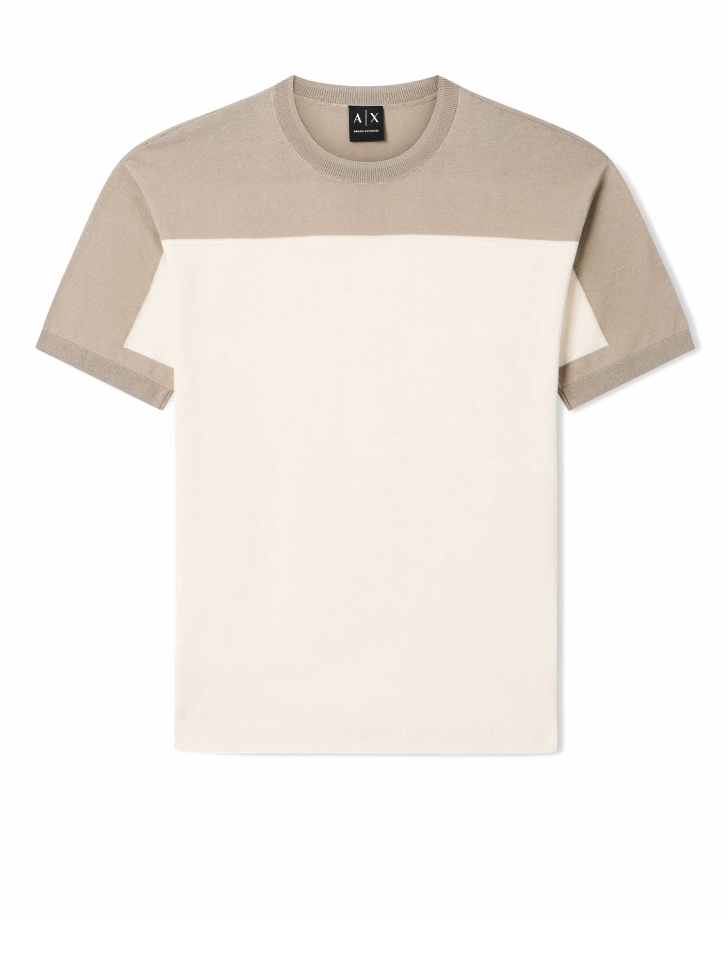 Armani Exchange Top in Maglia di Lino e Cotone Leggero Beige