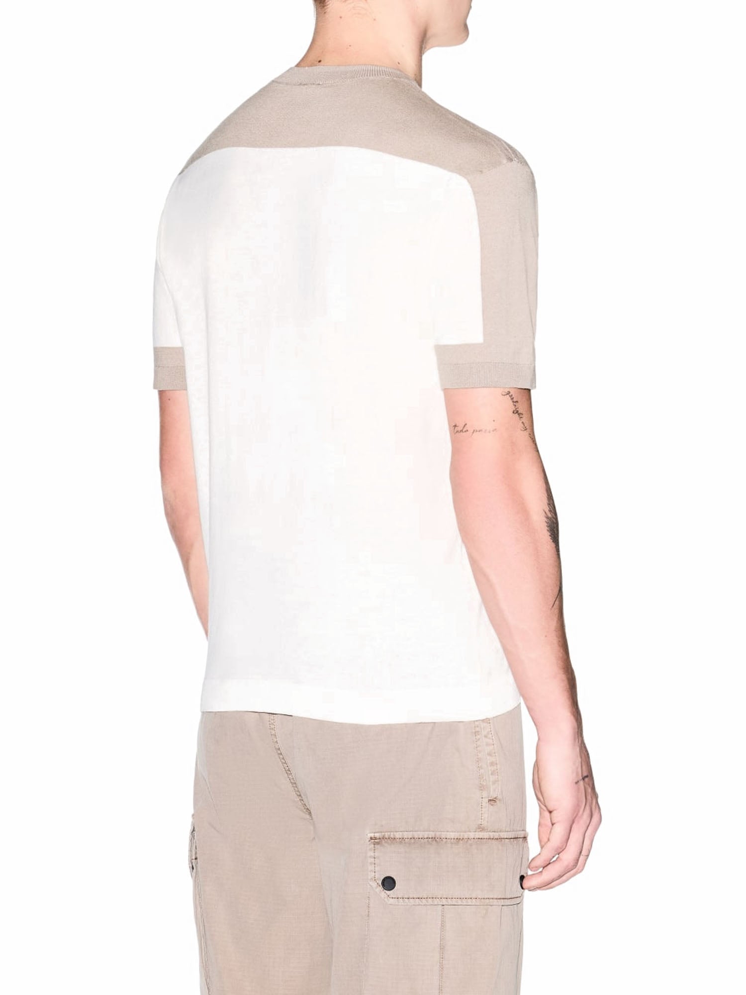 Armani Exchange Top in Maglia di Lino e Cotone Leggero Beige