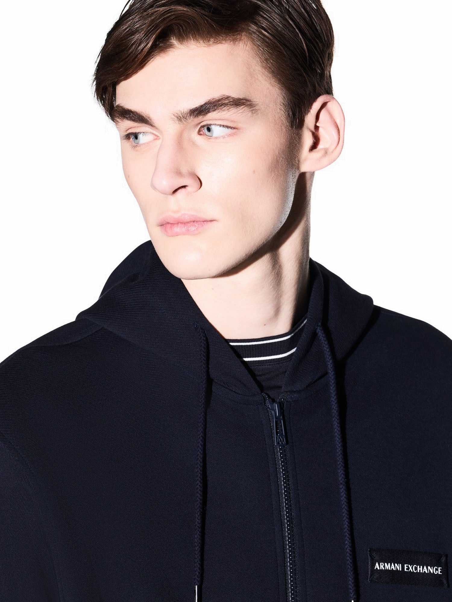 Armani Exchange Zip-up in Cotone Blu