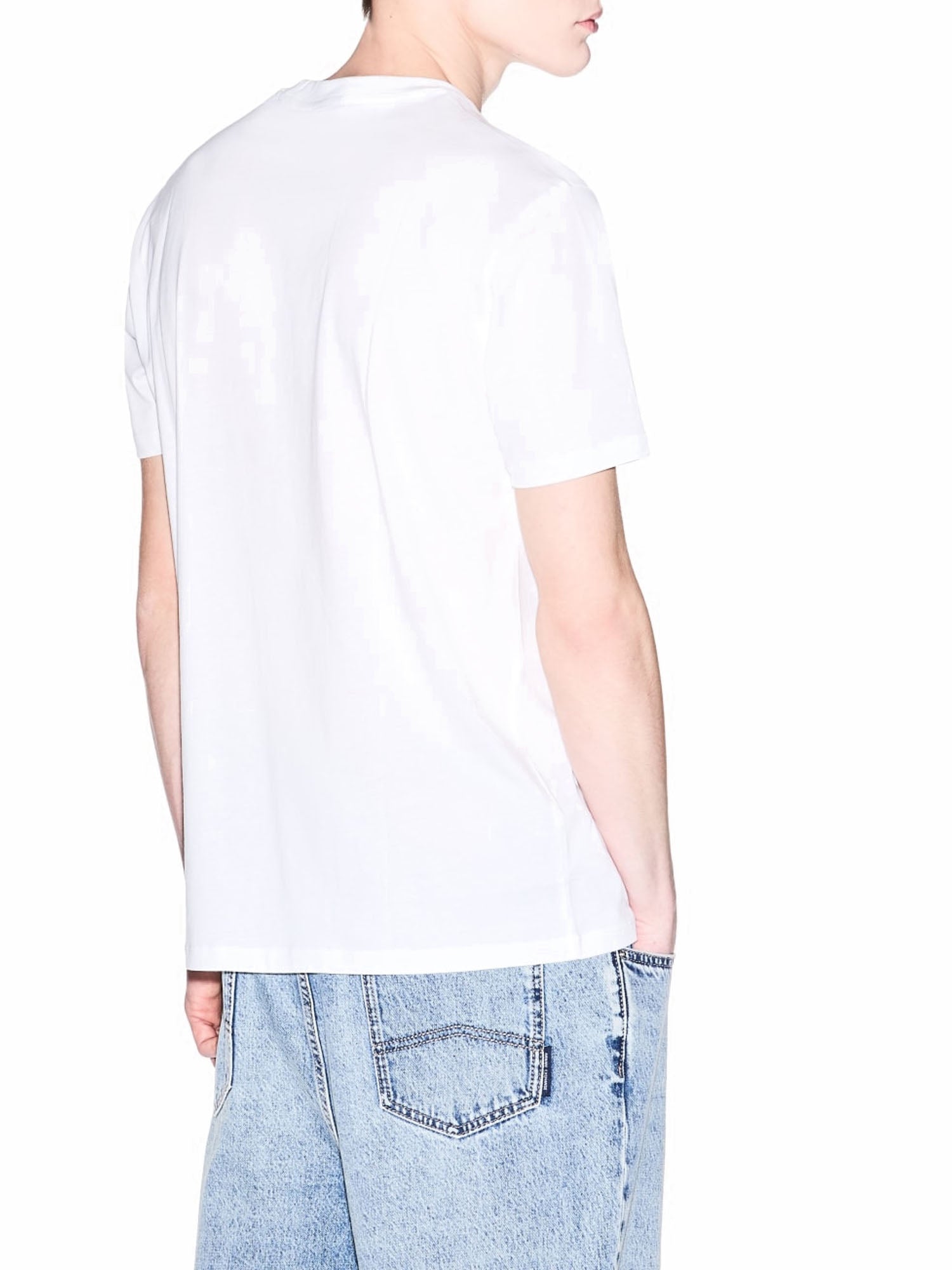 Armani Exchange T-shirt Regular Fit in Jersey di Cotone Bianco