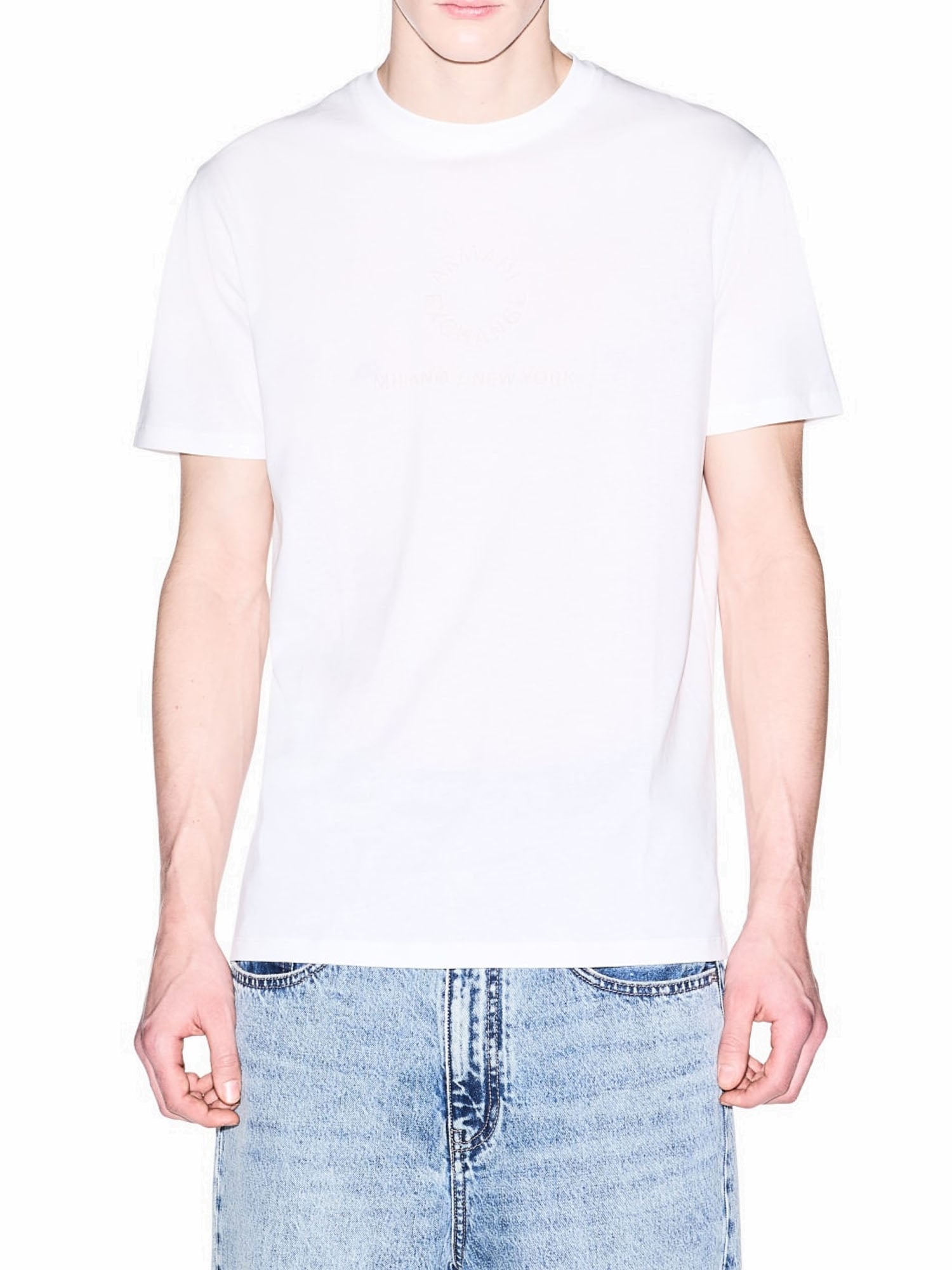 Armani Exchange T-shirt Regular Fit in Jersey di Cotone Bianco