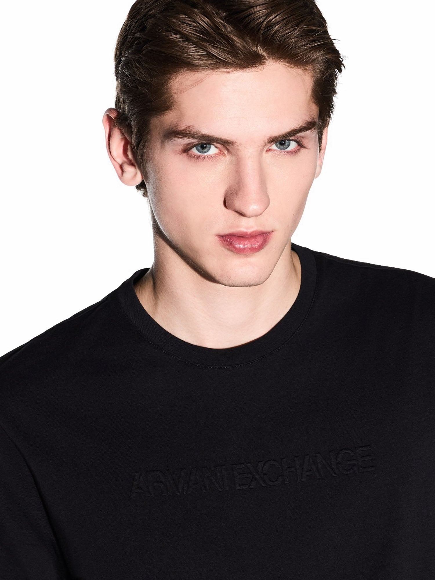 Armani Exchange T-shirt Slim Fit in Jersey di Cotone Nero