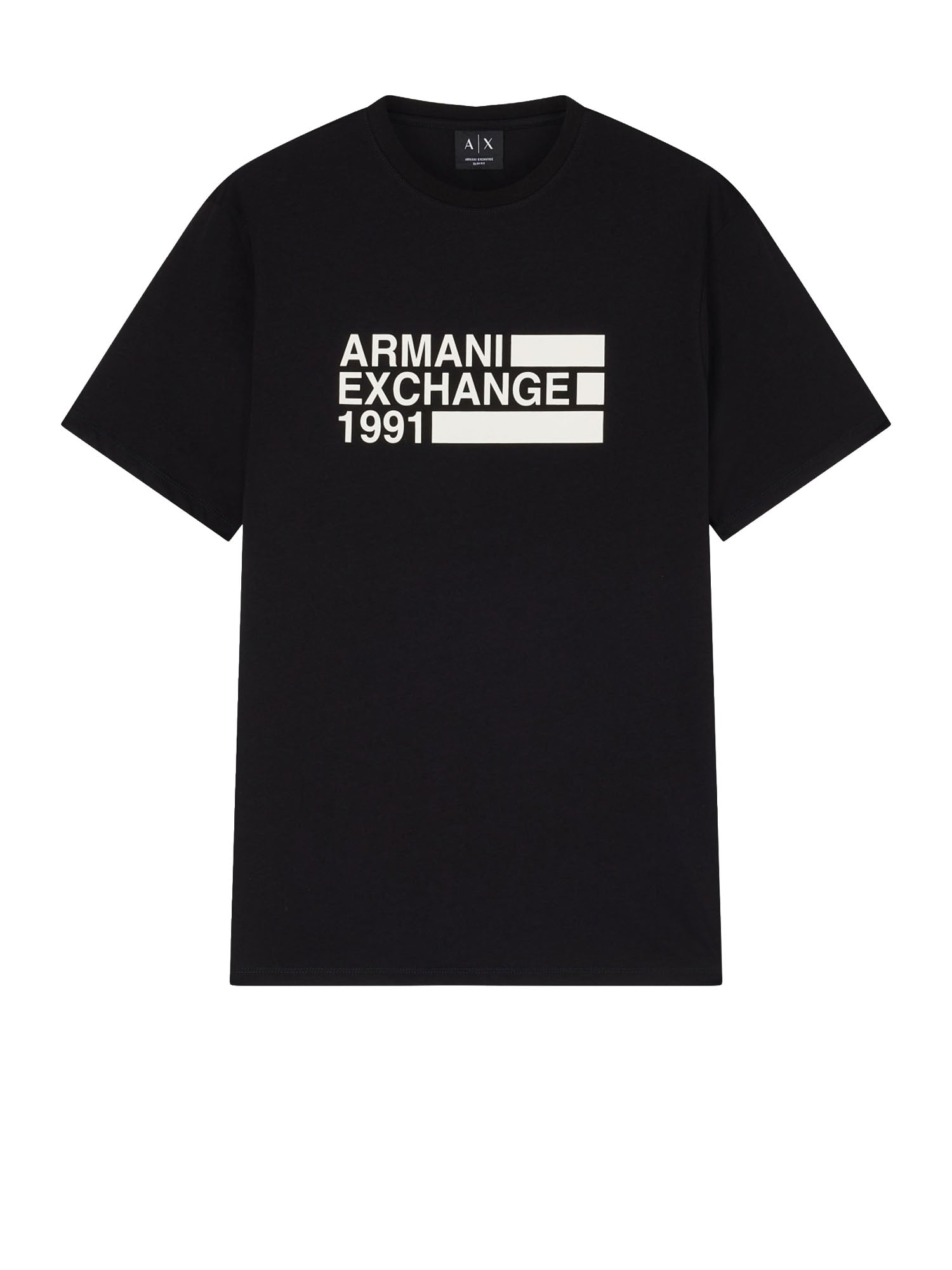 Armani Exchange T-shirt Slim Fit in Jersey di Cotone Nero