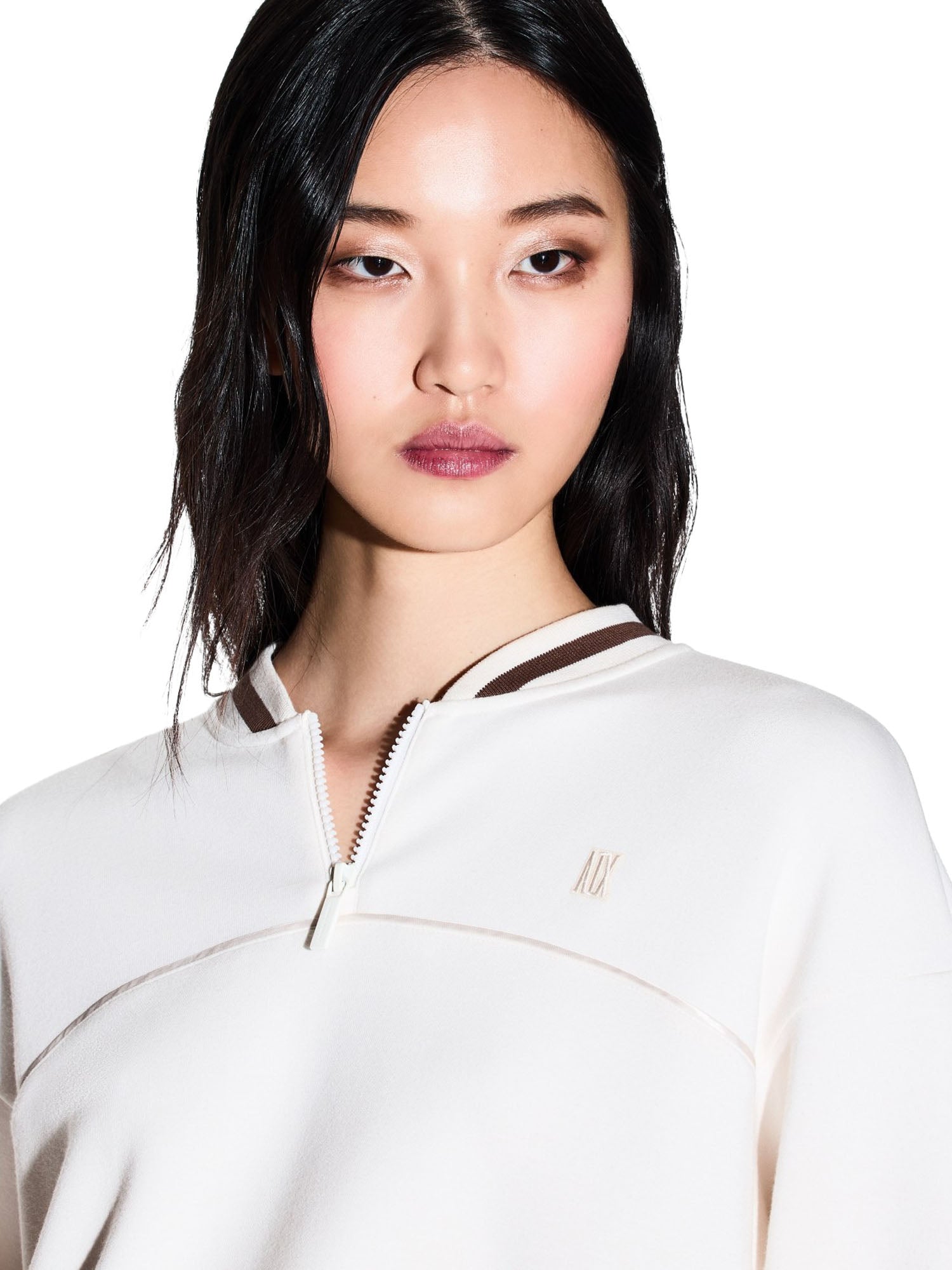 Armani Exchange Felpa in Tessuto Tecnico Bianco