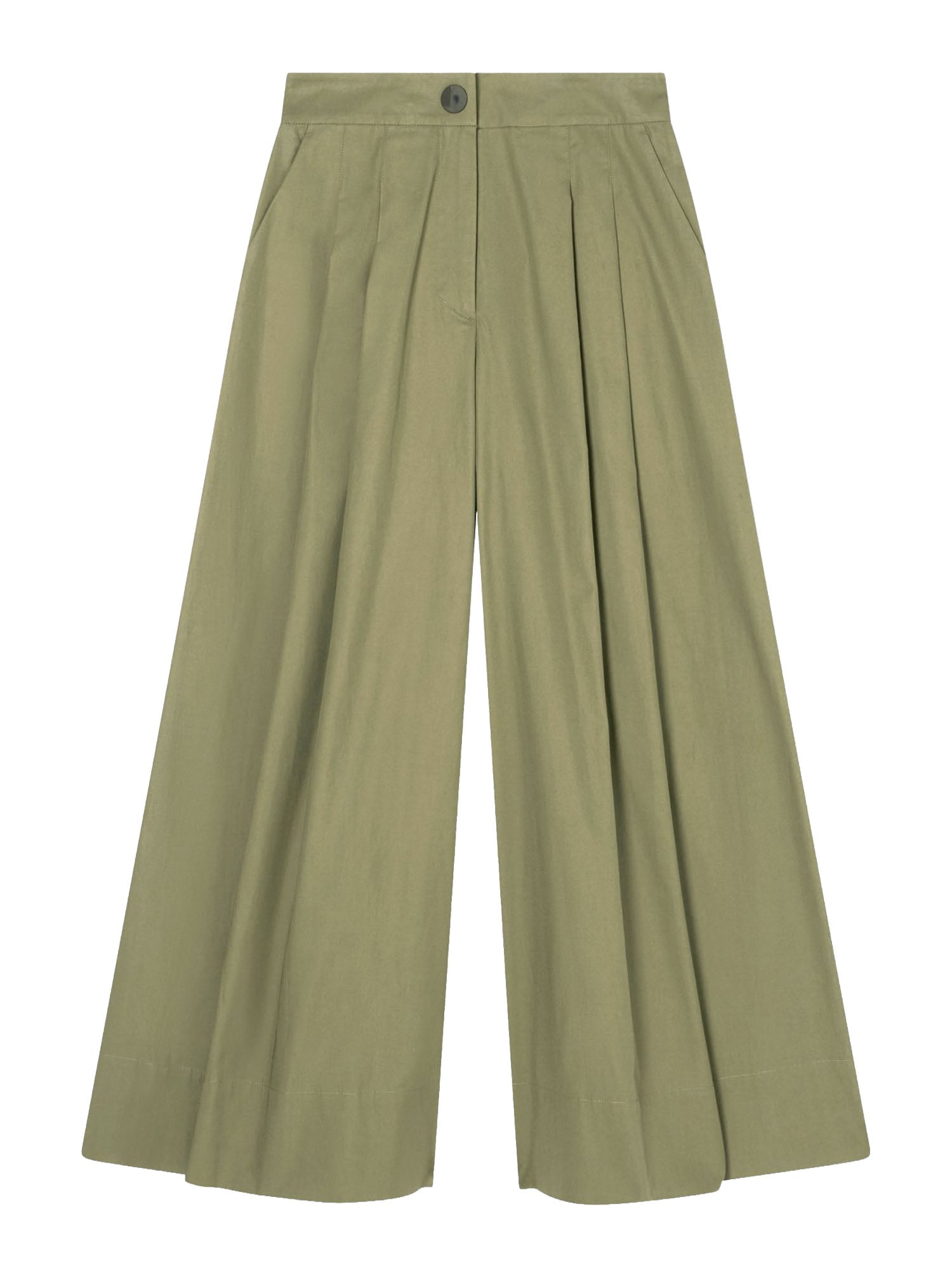 Armani Exchange Pantalonia a Palazzo in Twill di Cotone Verde