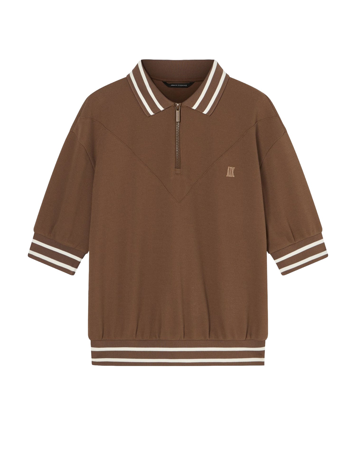 Armani Exchange Polo in Tessuto Misto Marrone