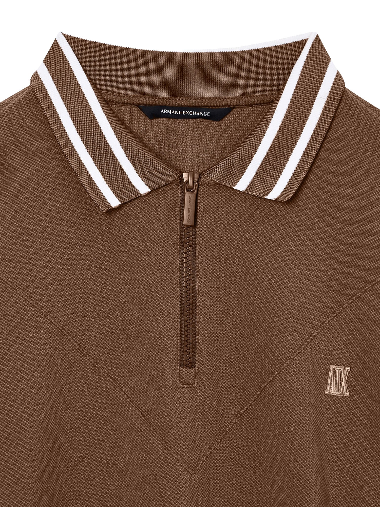 Armani Exchange Polo in Tessuto Misto Marrone