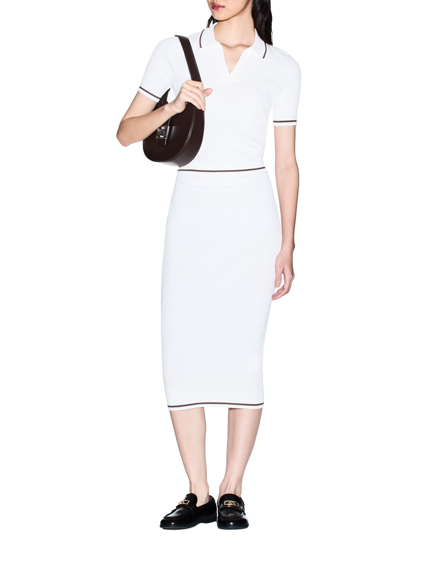 Armani Exchange Gonna Midi in Tessuto Tecnico Bianco