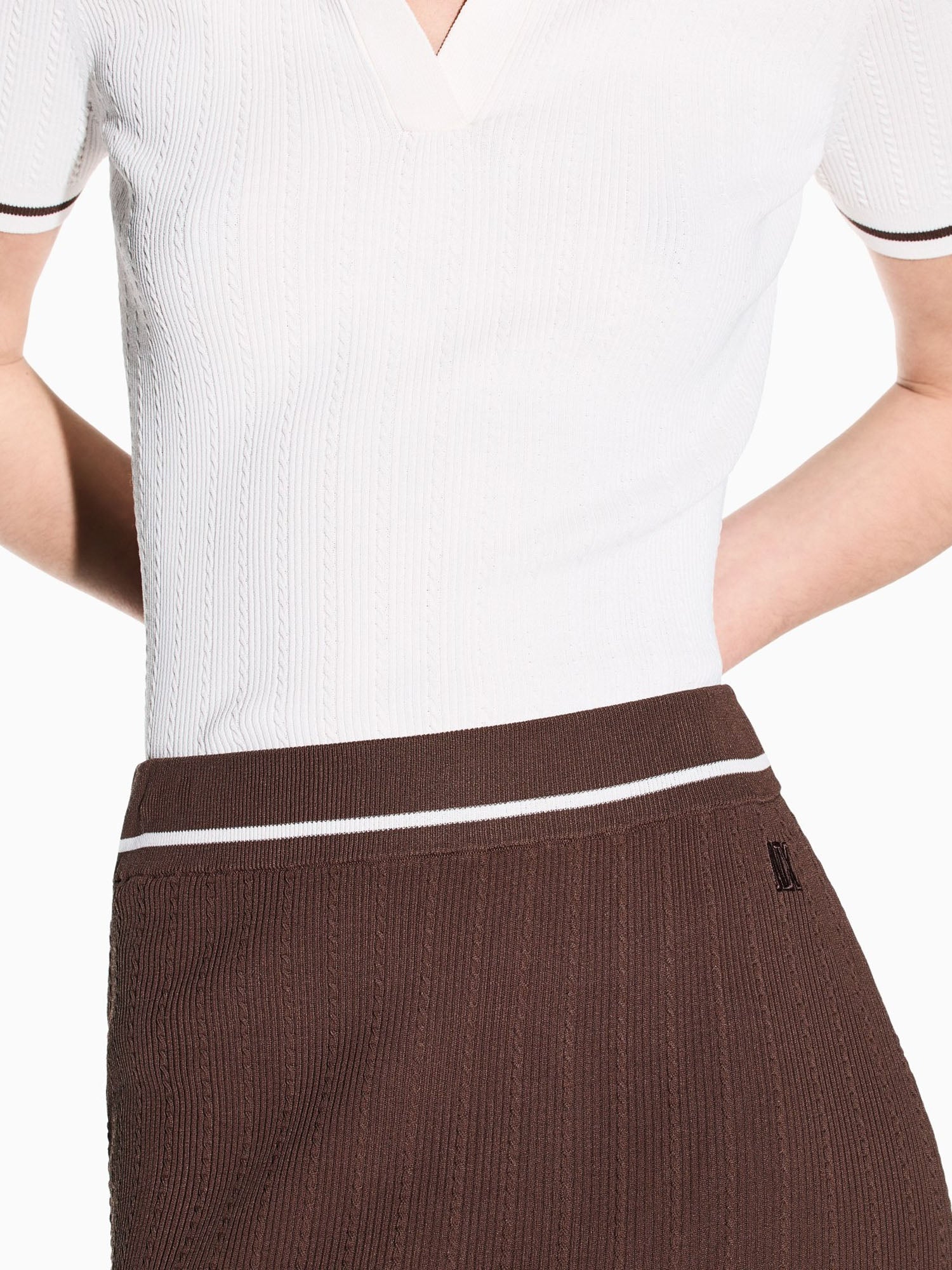 Armani Exchange Gonna Midi in Tessuto Tecnico Marrone