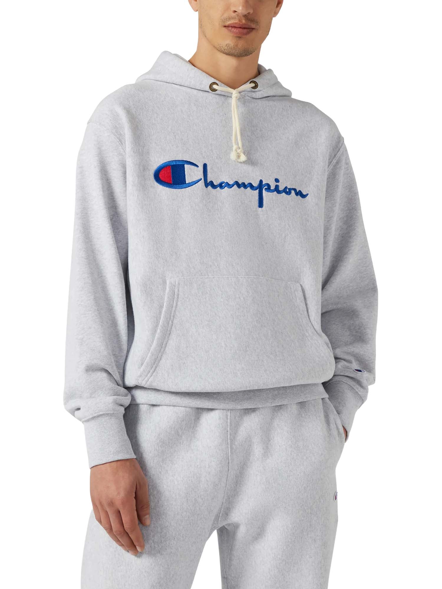 Champion Felpa Leggera con Cappuccio Reverse Weave da Uomo Grigio