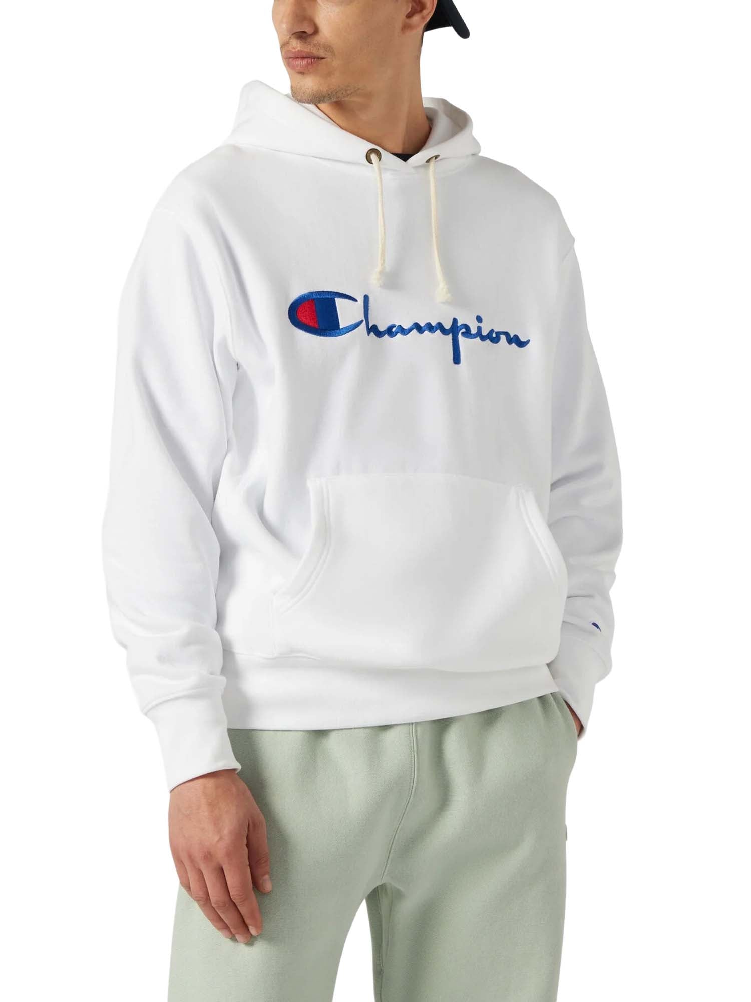 Champion Felpa Leggera con Cappuccio Reverse Weave da Uomo Bianco