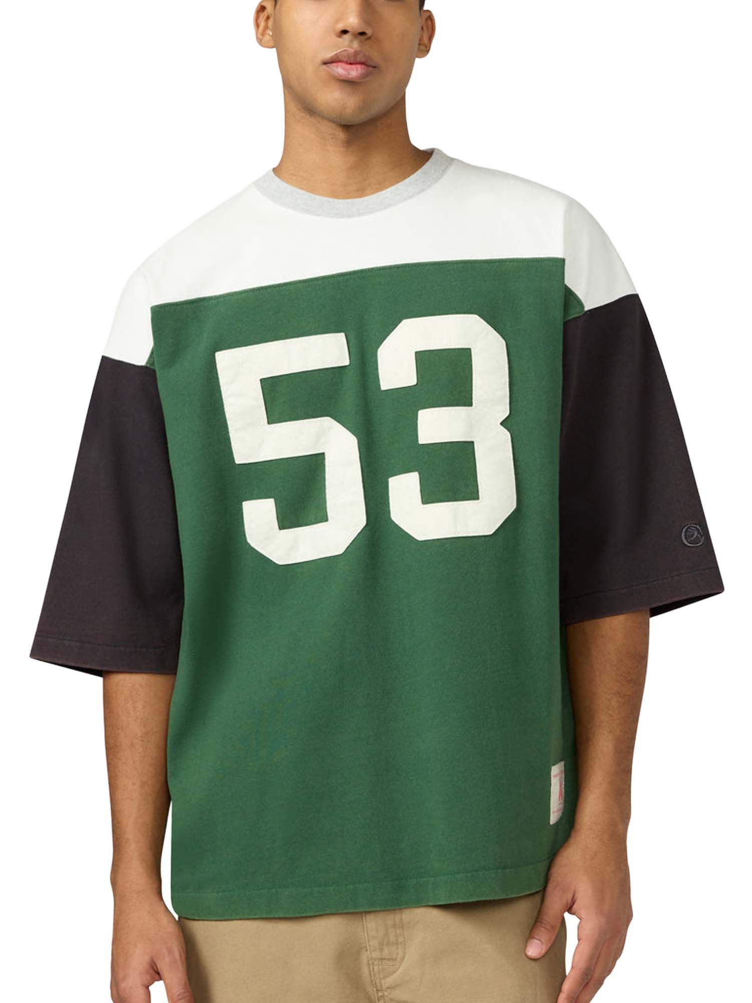 Champion T-Shirt con Maniche a 3/4 Ispirazione Football da Uomo Time Capsule Verde