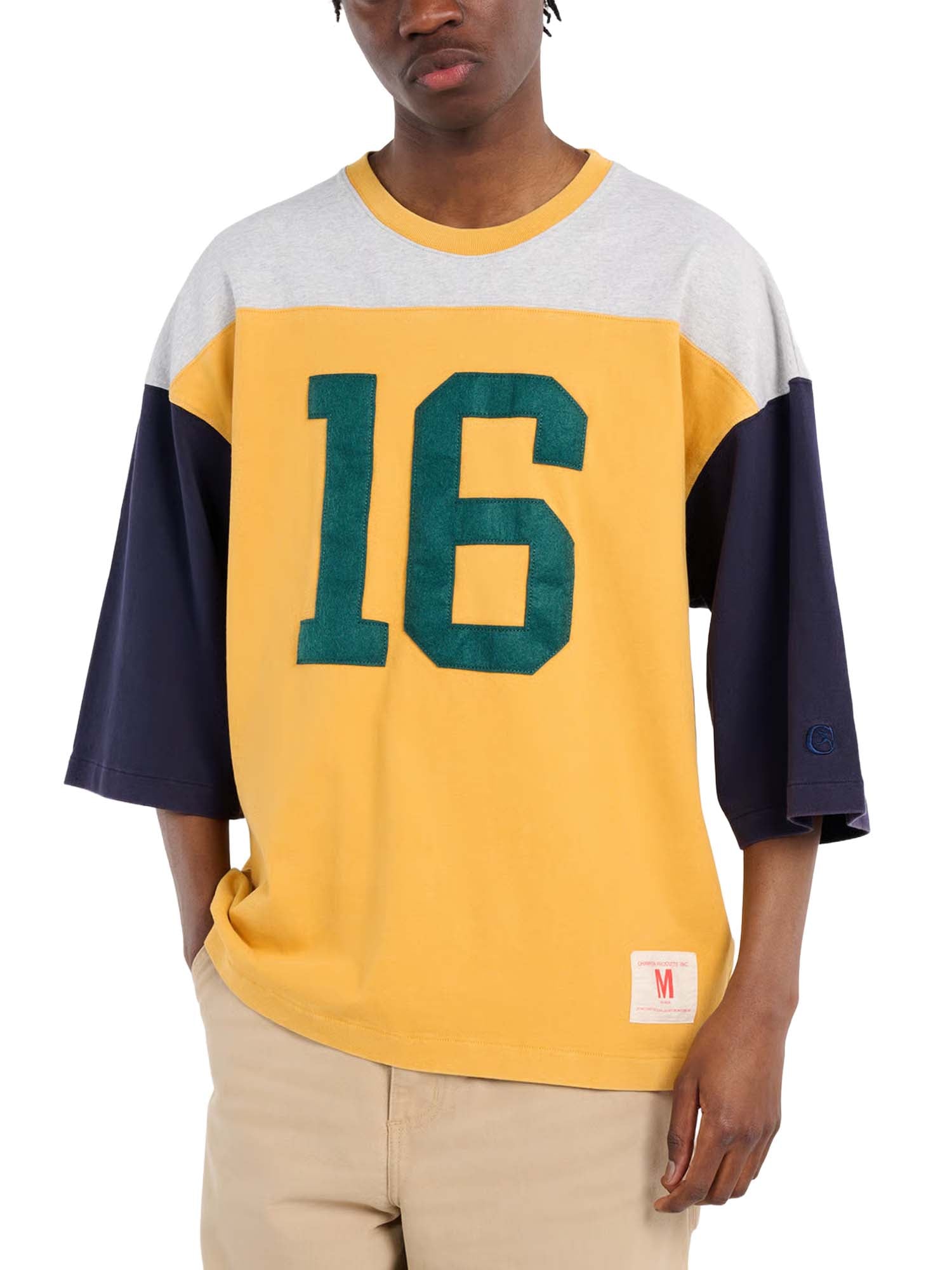 Champion T-Shirt con Maniche a 3/4 Ispirazione Football da Uomo Time Capsule Giallo