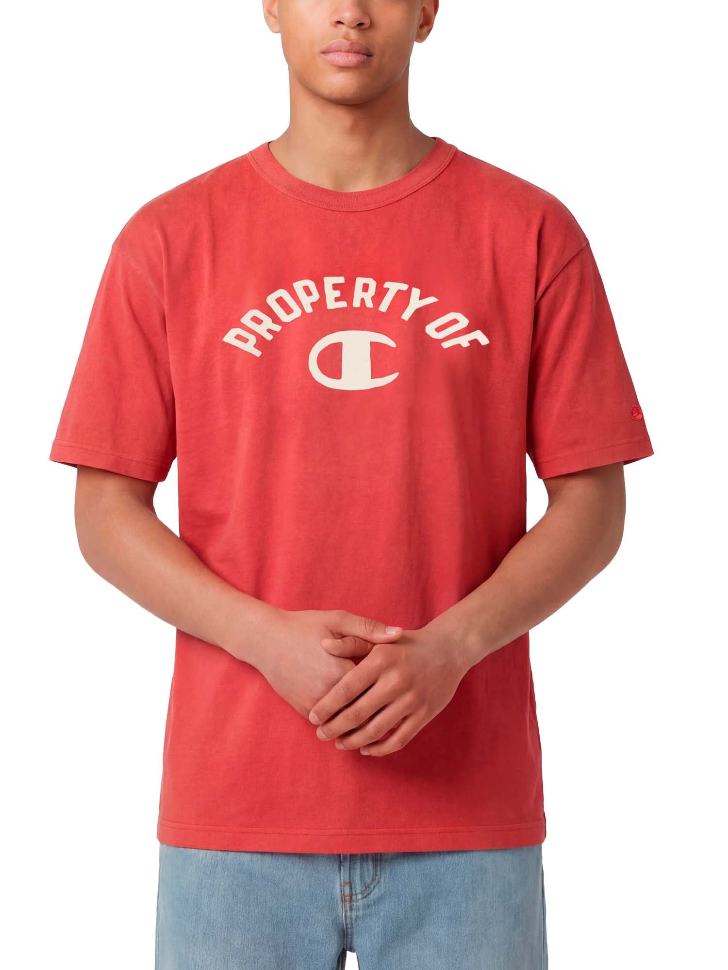 Champion T-Shirt Girocollo Ispirazione Collegiate da Uomo Time Capsule Rosso