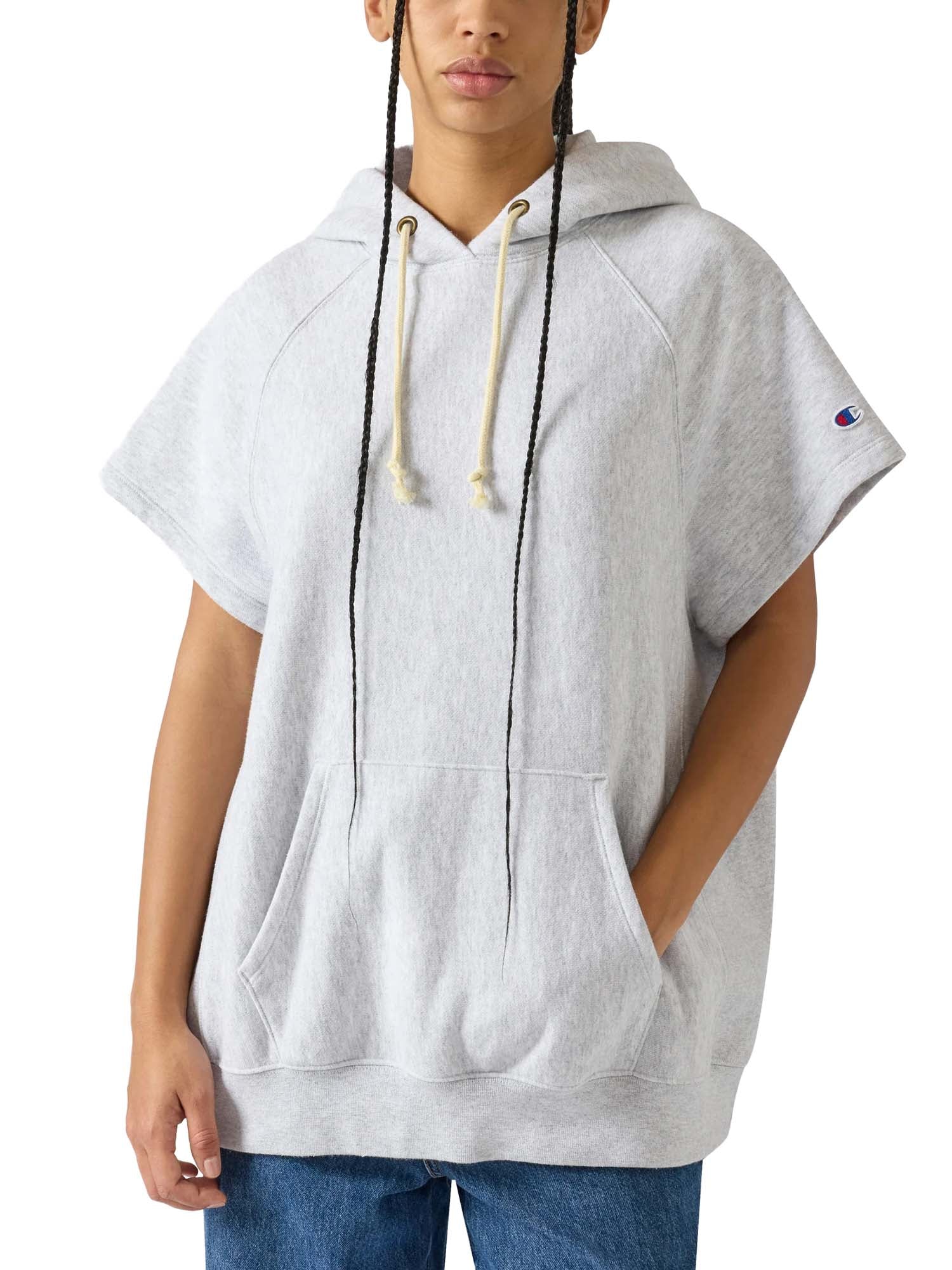 Champion Felpa Leggera Smanicata con Cappuccio Reverse Weave da Donna Grigio