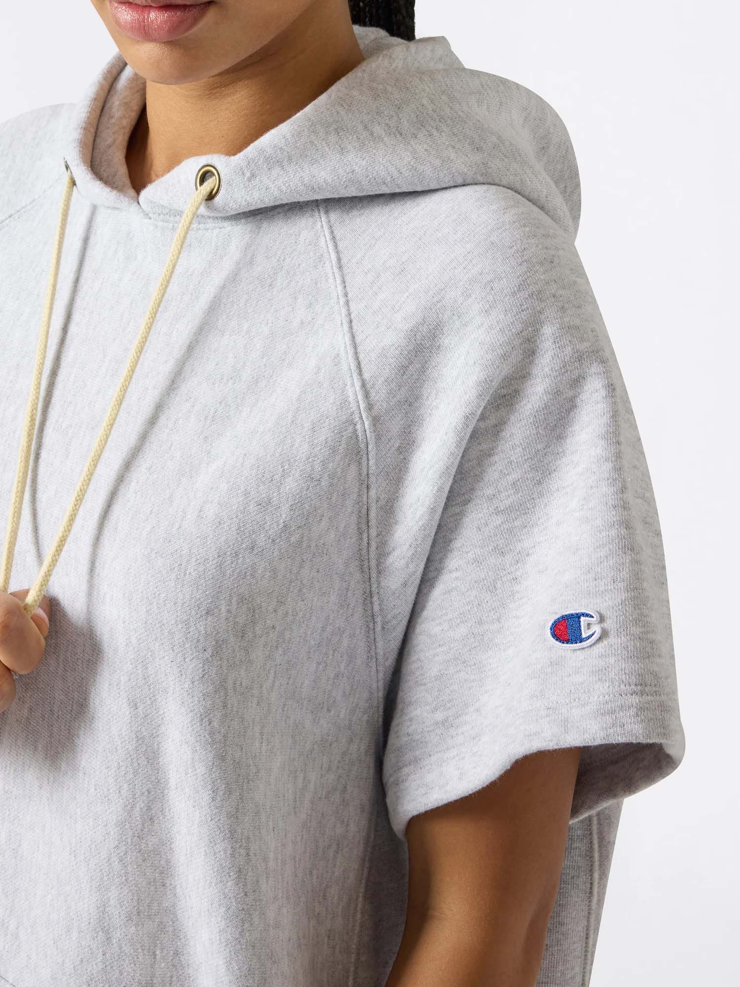 Champion Felpa Leggera Smanicata con Cappuccio Reverse Weave da Donna Grigio