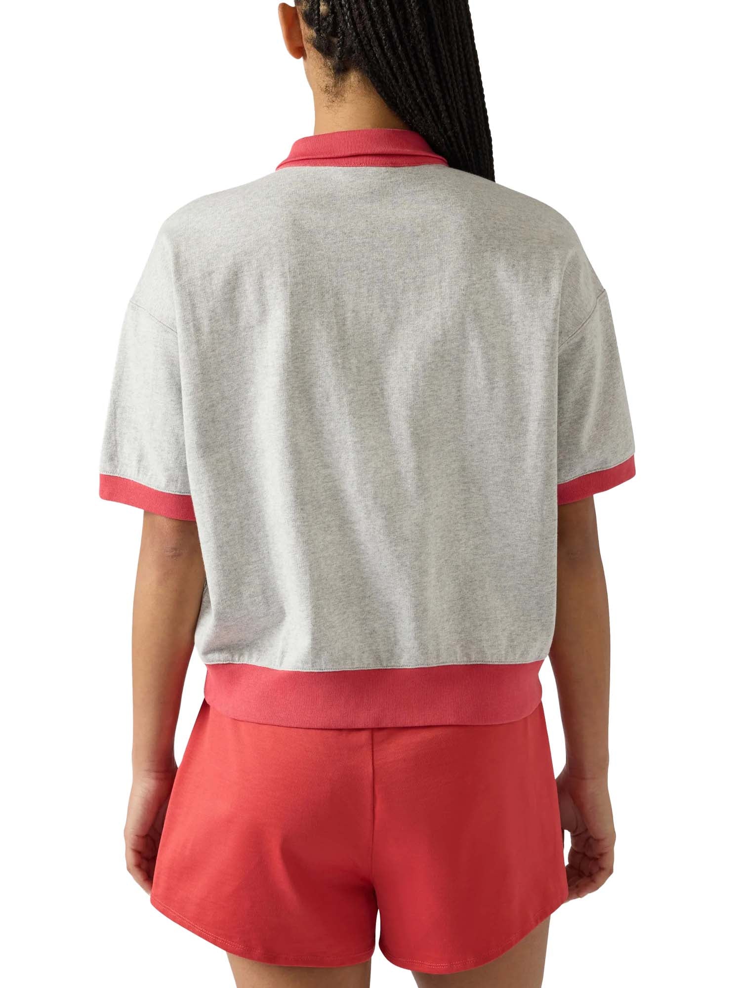 Champion Polo T-Shirt Mezza Zip da Donna Time Capsule Grigio