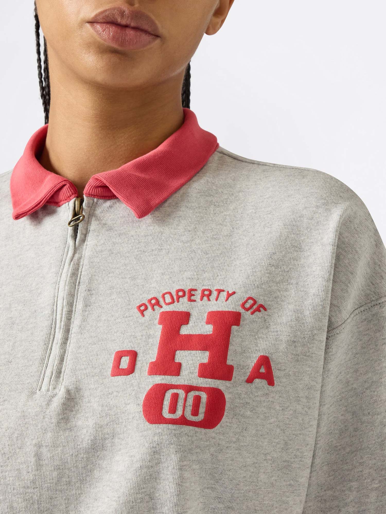Champion Polo T-Shirt Mezza Zip da Donna Time Capsule Grigio