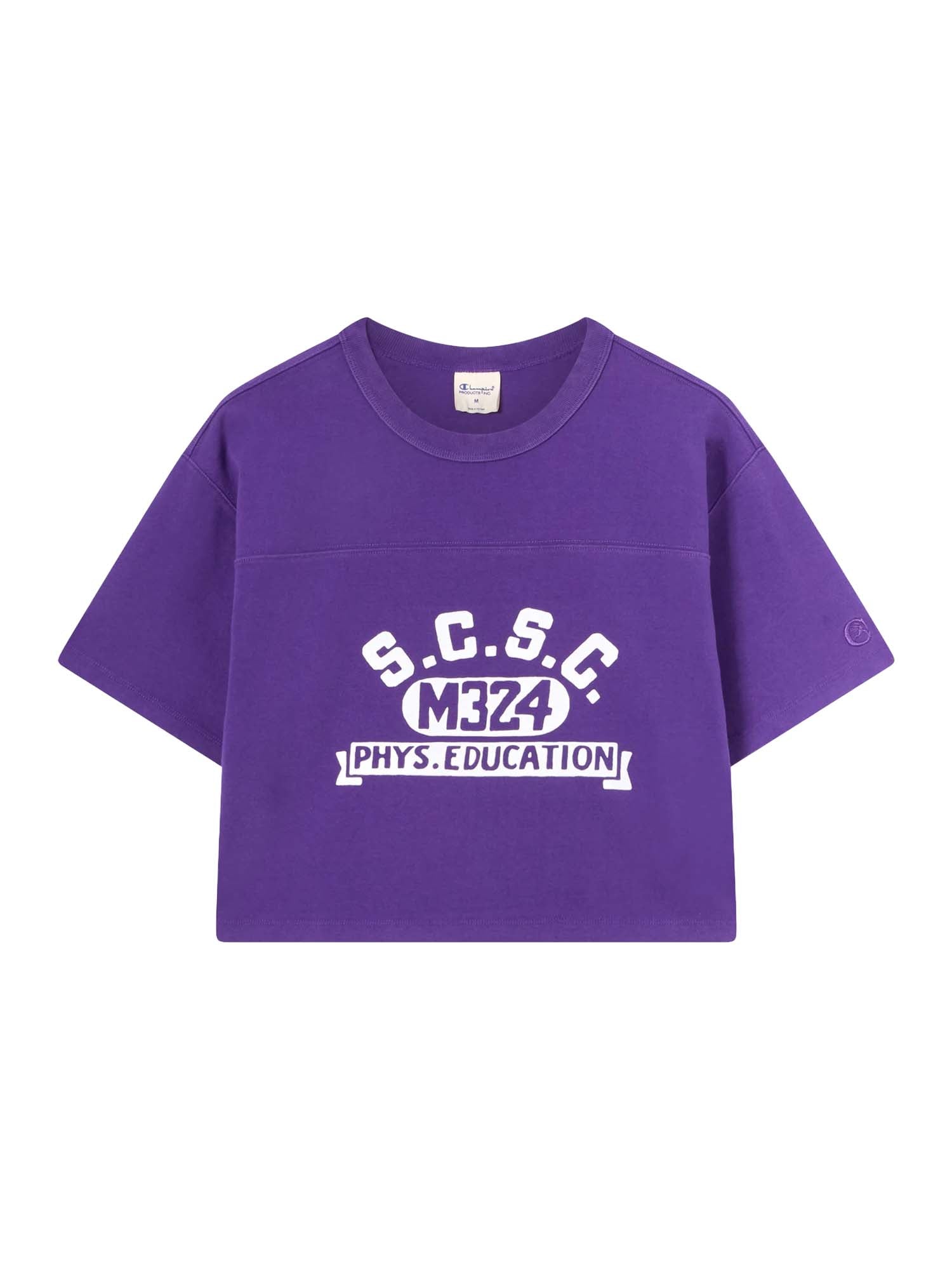 Champion T-Shirt Crop Girocollo in Jersey da Donna Time Capsule Viola