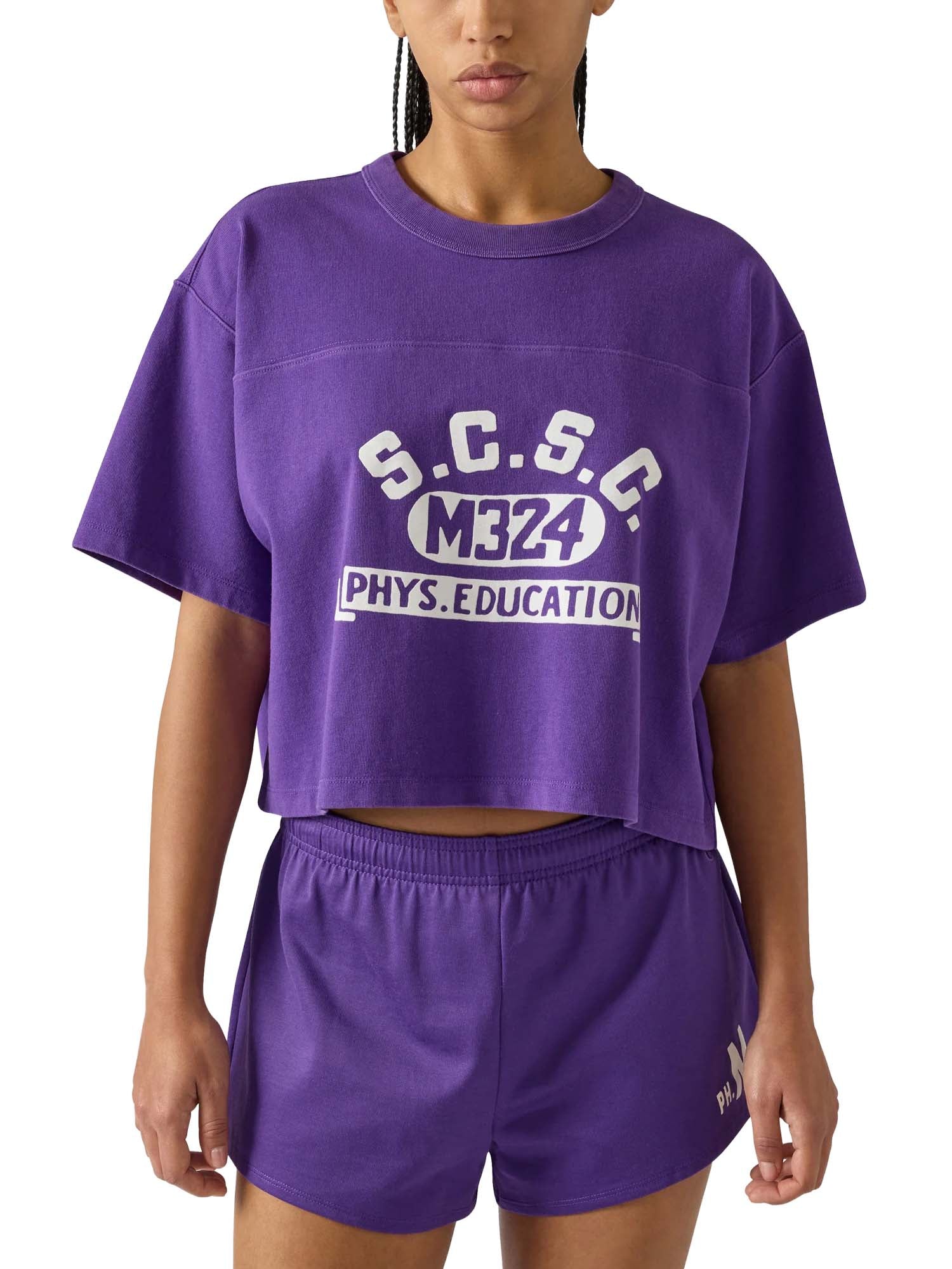 Champion T-Shirt Crop Girocollo in Jersey da Donna Time Capsule Viola