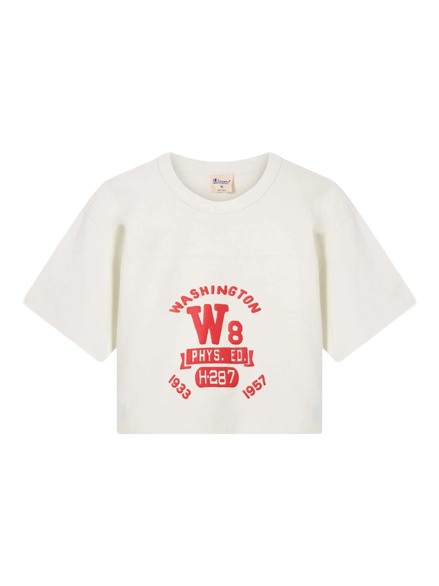 Champion T-Shirt Crop Girocollo in Jersey da Donna Time Capsule Bianco