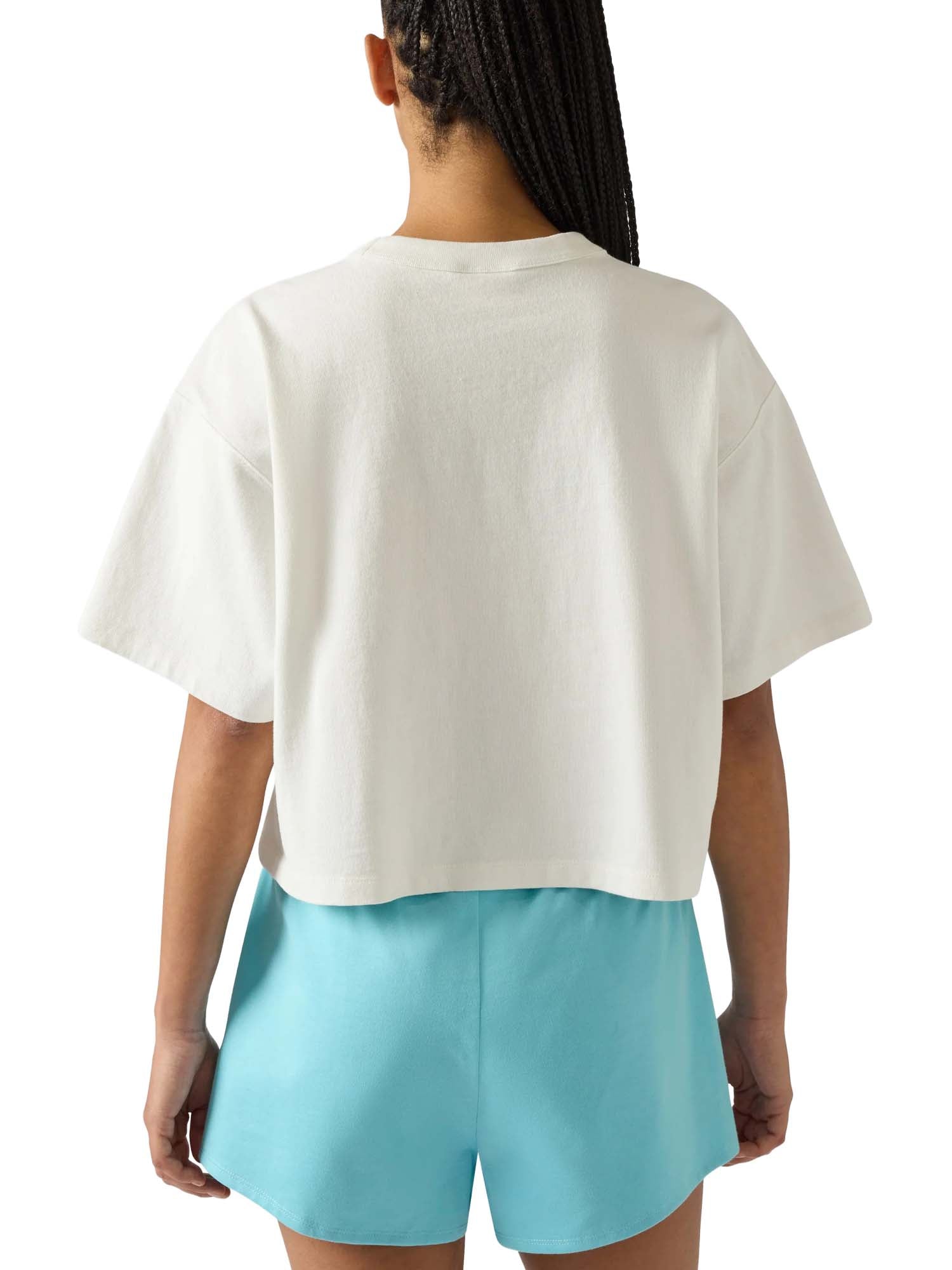 Champion T-Shirt Crop Girocollo in Jersey da Donna Time Capsule Bianco