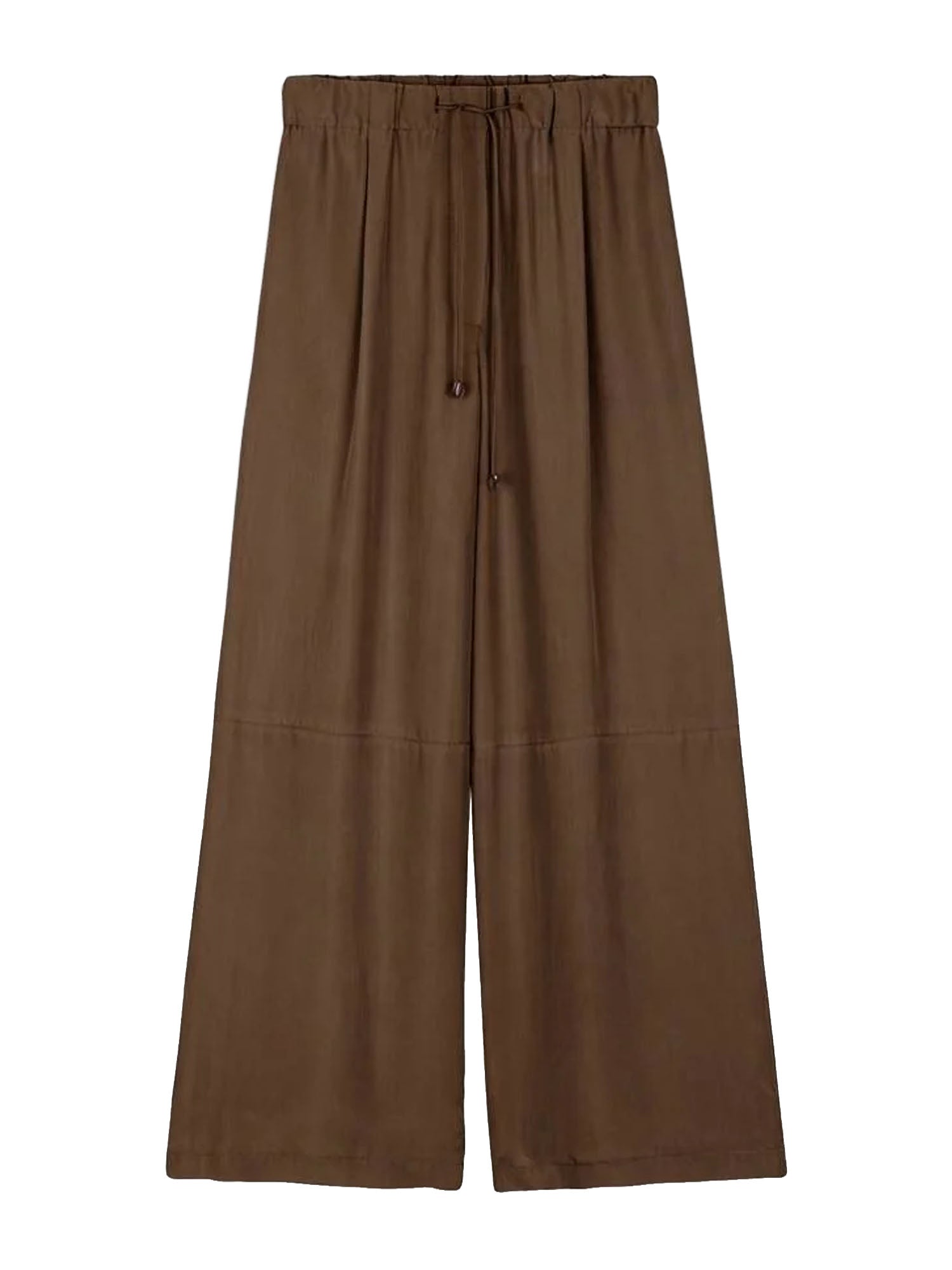 Alysi Pantalone in Seta Ampio Marrone