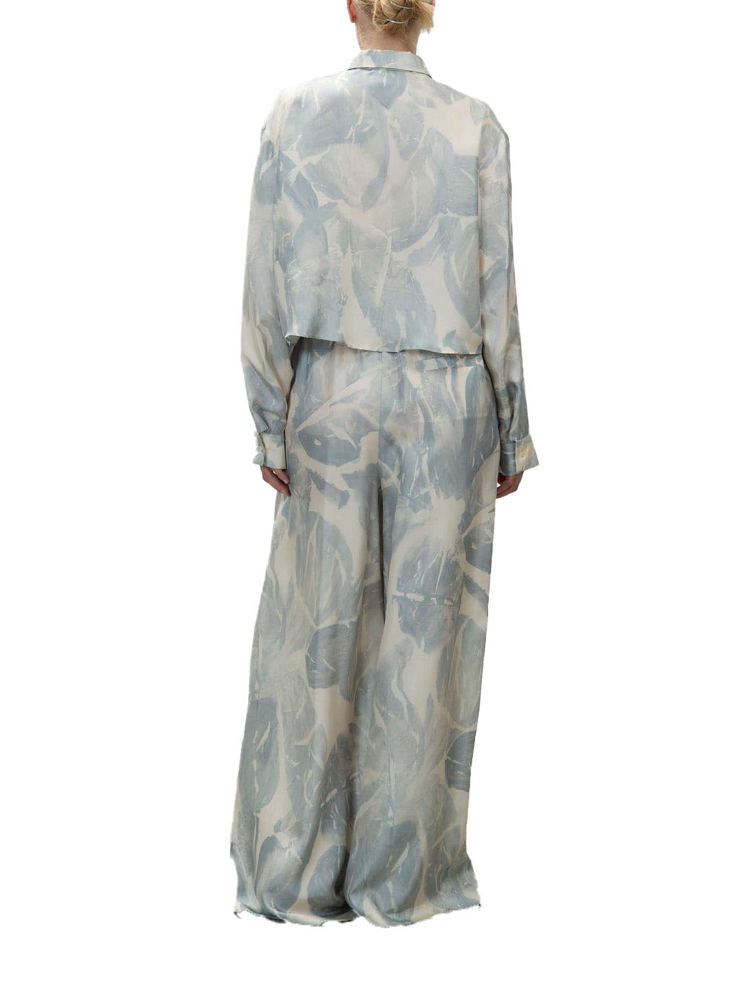 Alysi Pantalone Brushed Print Ampio Azzurro