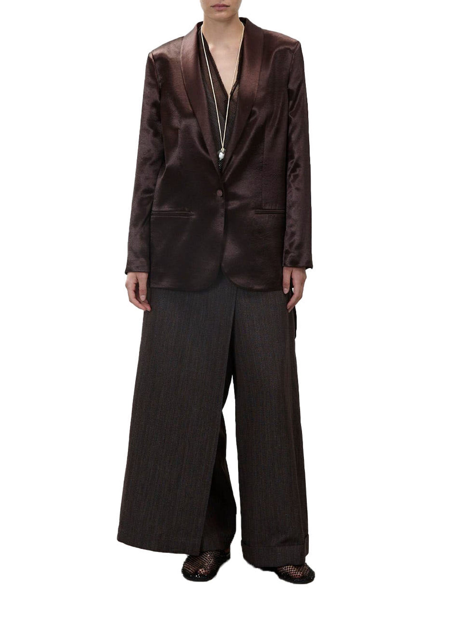 Alysi Blazer Shiny Smoking Marrone