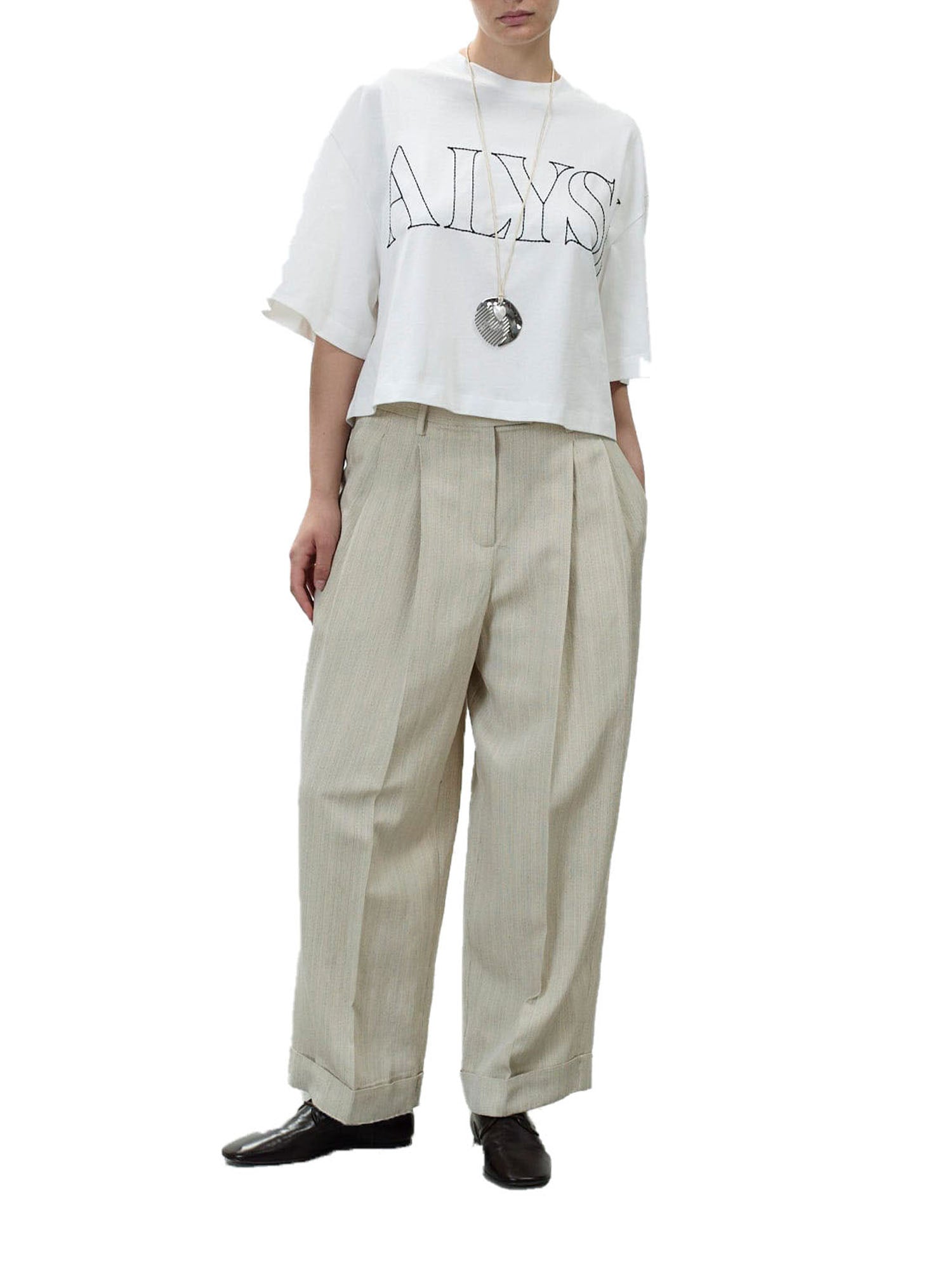 Alysi Pantalone Malfilé sartoriale Bianco